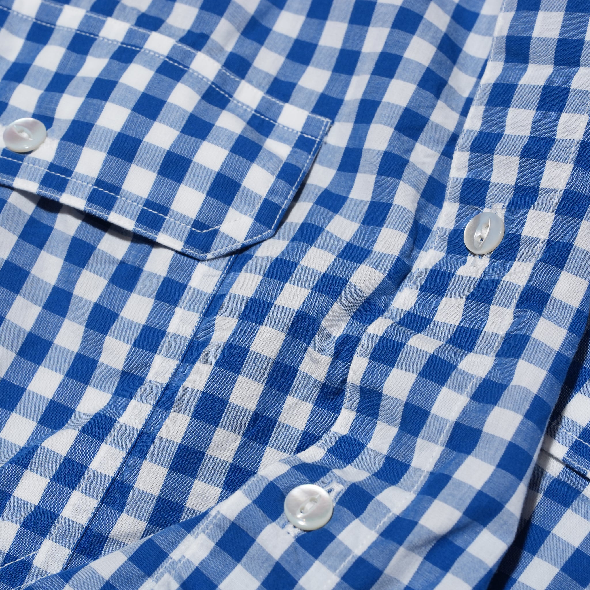 W POCKET SHIRT-GINGHAM – Blue | CATTA SHIRTS