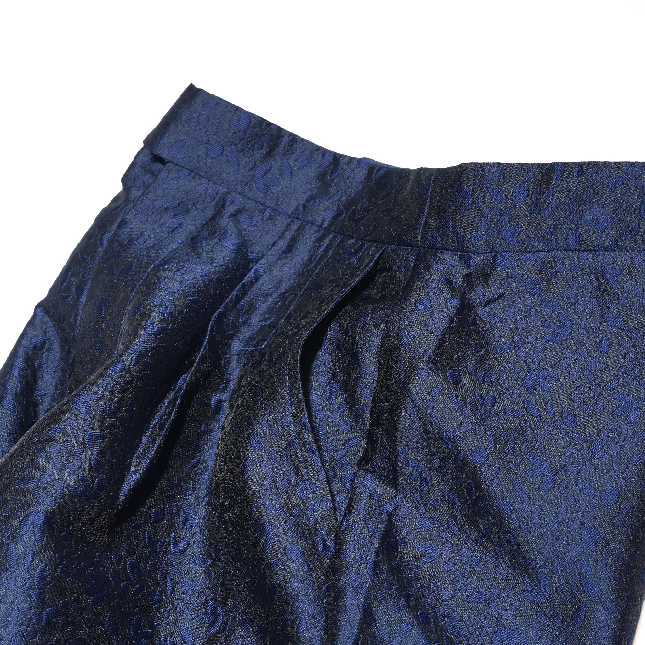 Orchid Jacquard Ruffle Trousers – Navy | SISTER JANE