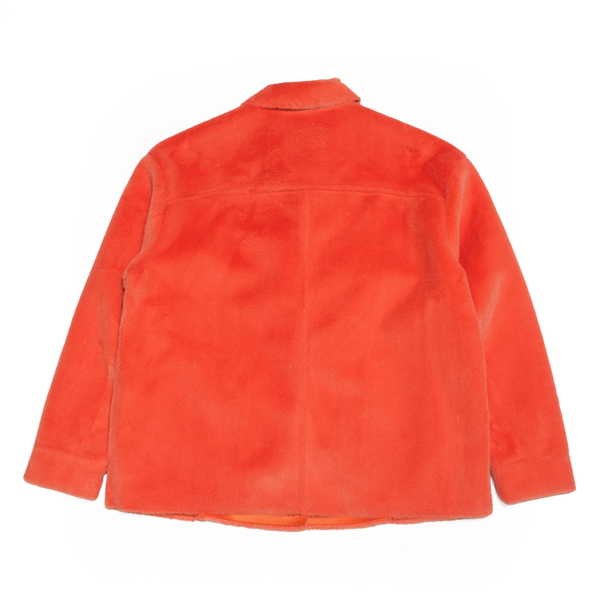 HUSH Lightweight Faux Fur Shirt Jacket– Coral Red | MOLLIOLLI