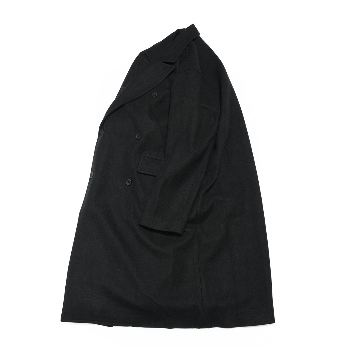 Wool Blend Double-Breasted Long Coat <#black> | 〼〼 MASU MASU