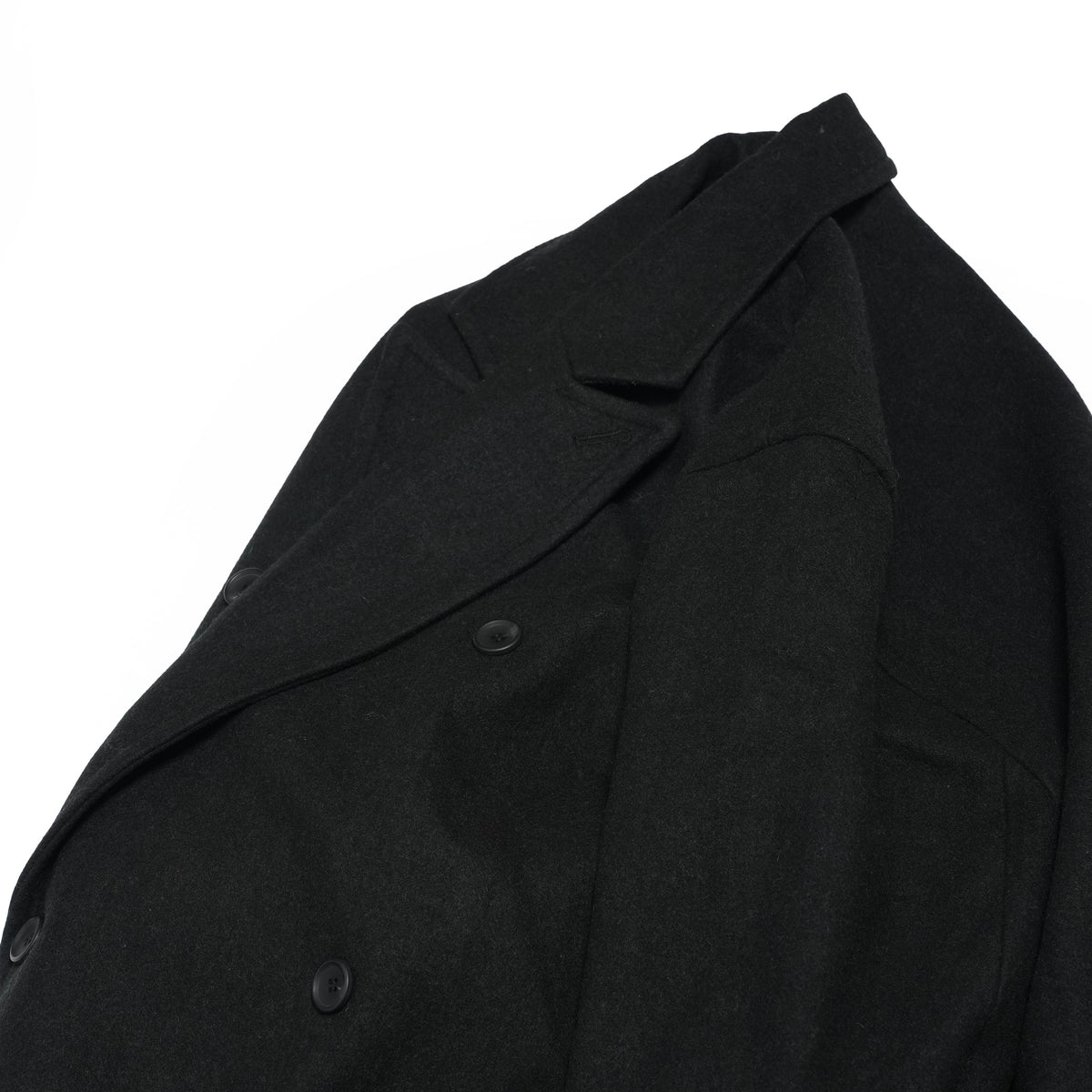 Wool Blend Double-Breasted Long Coat <#black> | 〼〼 MASU MASU