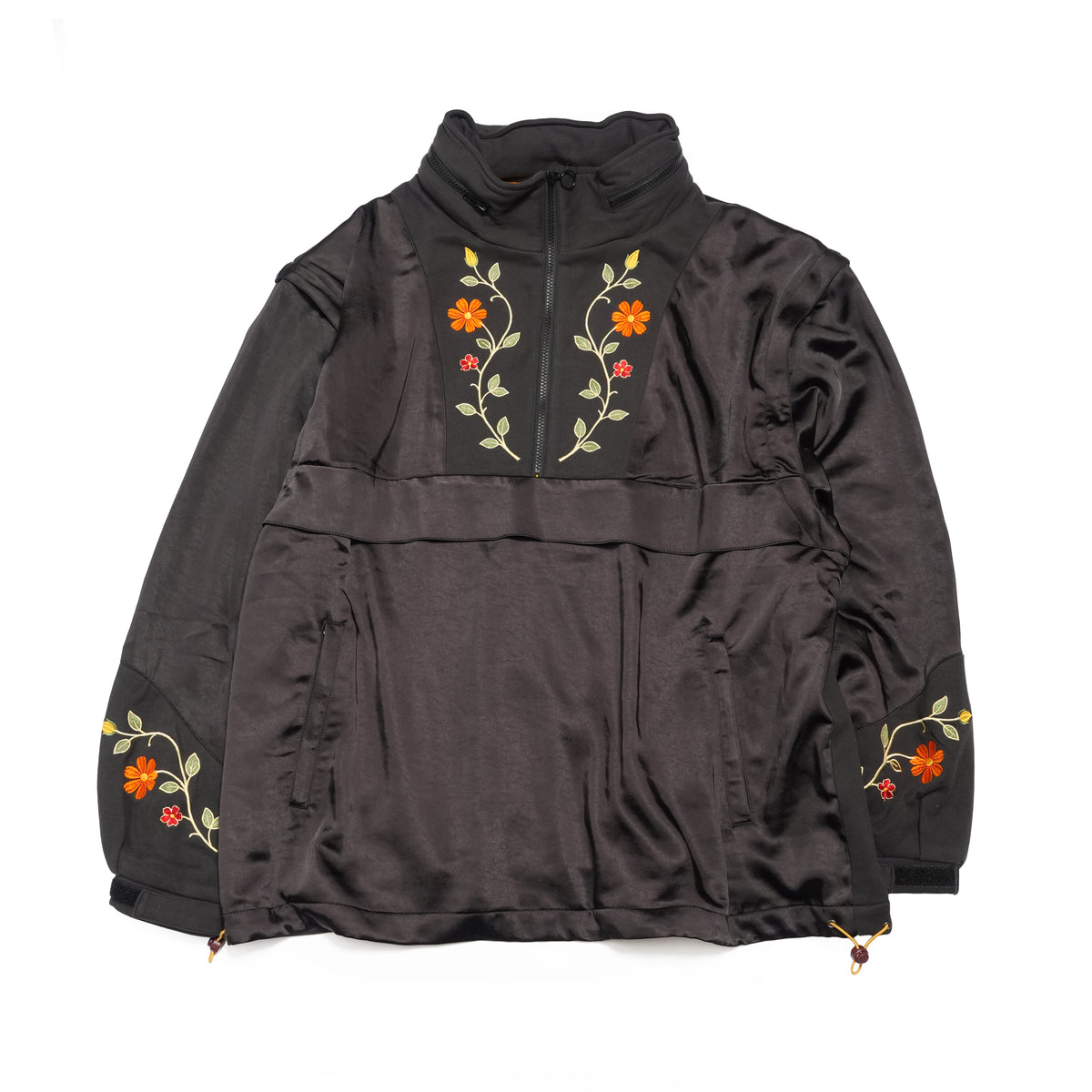 Satin Multi Half-Zip Jacket – Black | GAMELRA