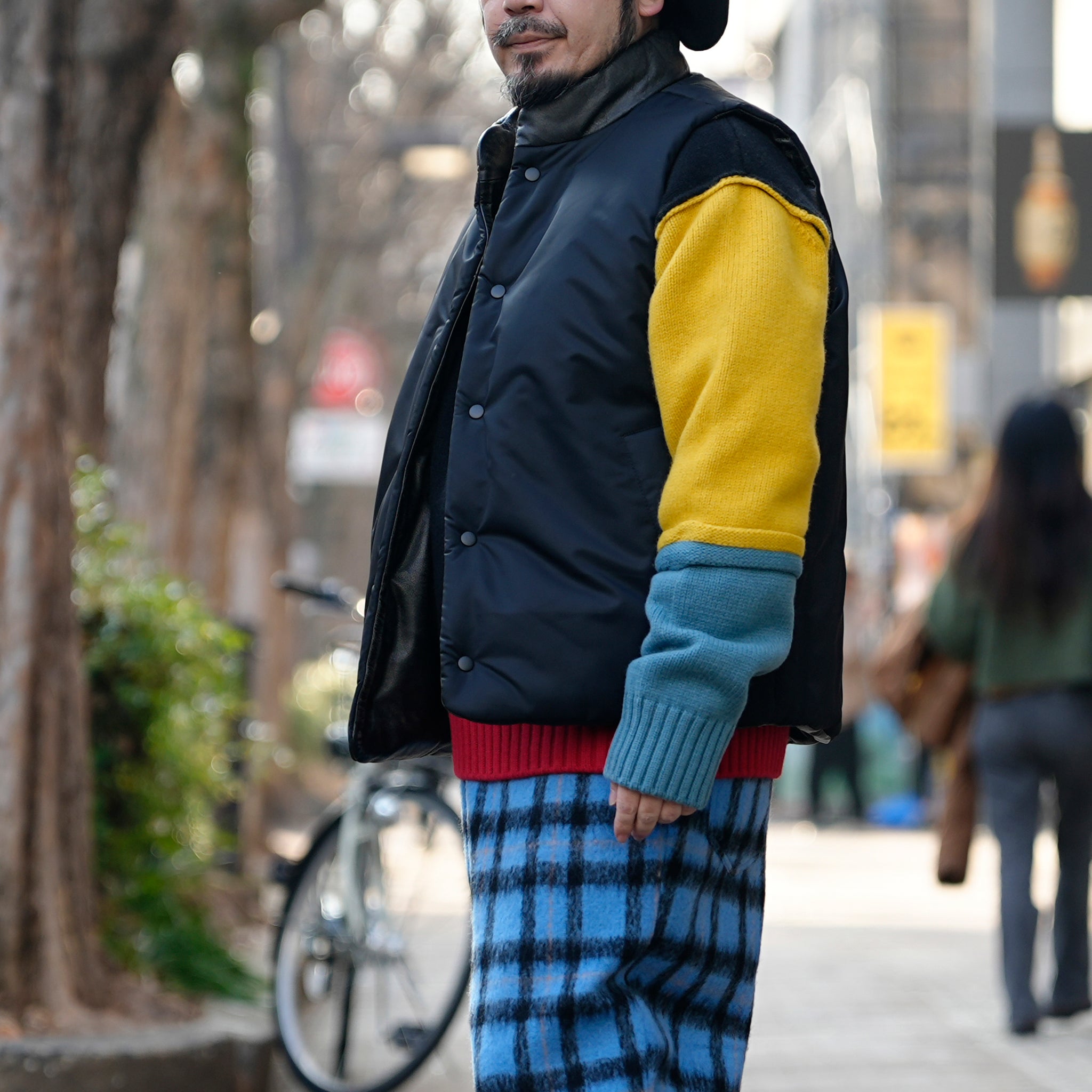 VOO-SPG-15_BLACKWATCH | EXELEZA REV VEST SP | Color:BLACK LEATHER(ダメージ加工)【VOO_ヴォー】