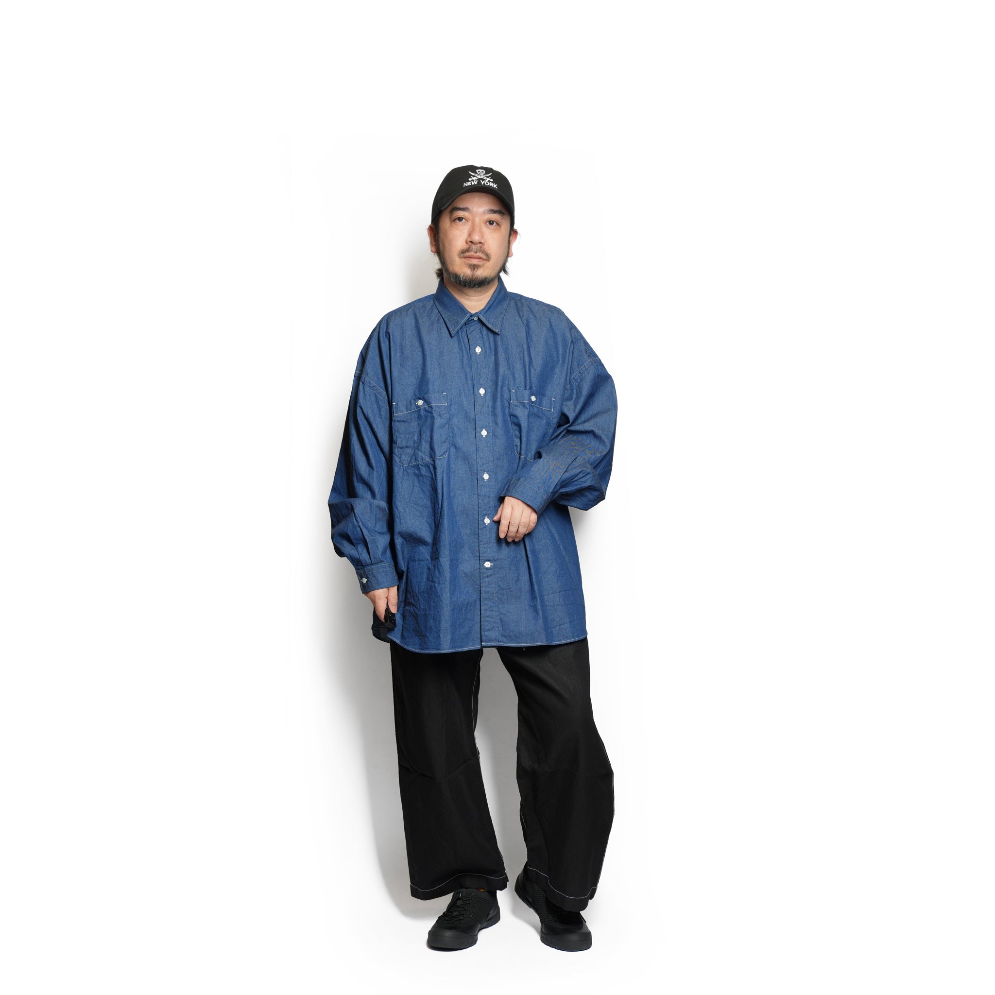 REGULAR WIDE W POCKET SHIRT-DENIM – Navy | CATTA SHIRTS