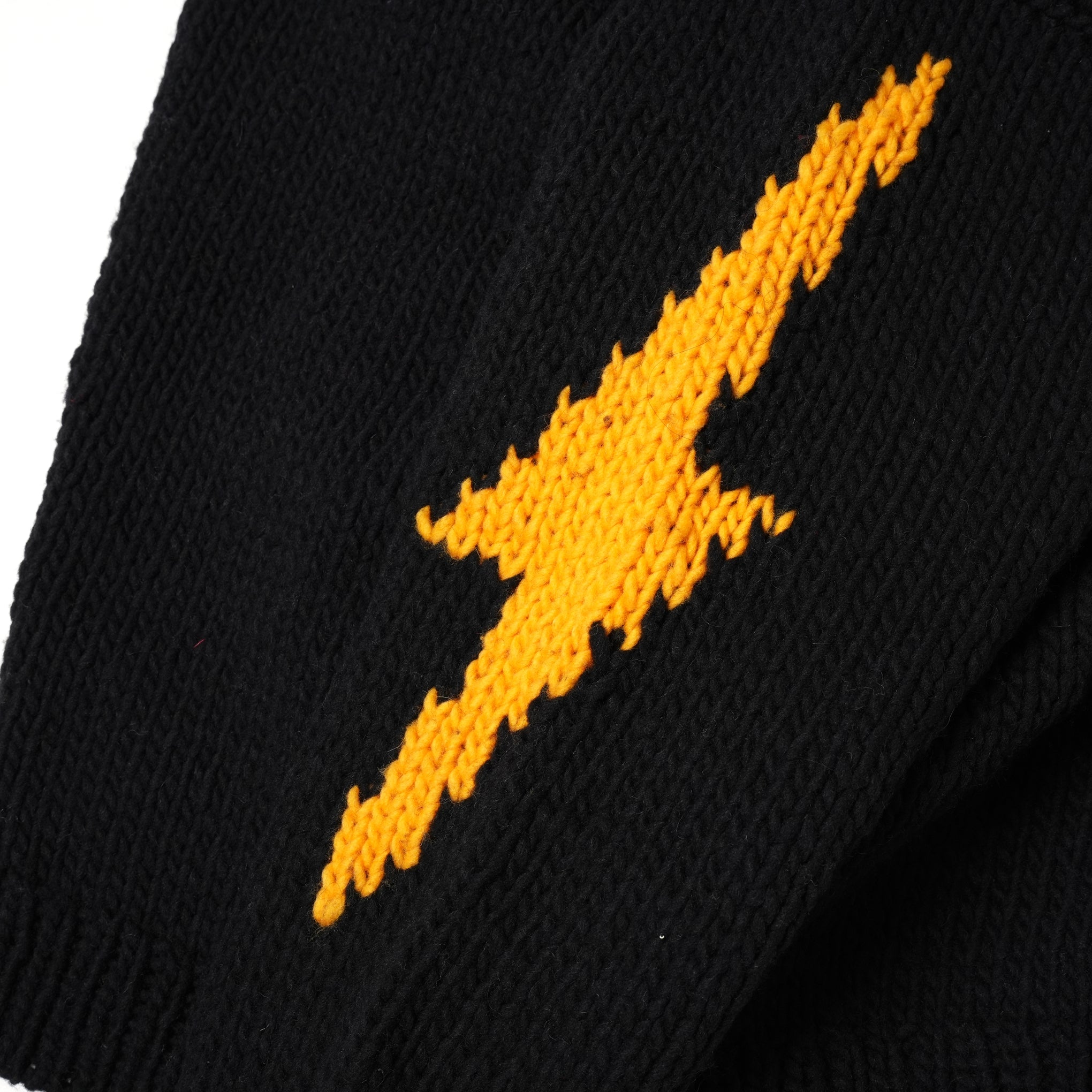 No:tl23f003a | Name:lightning hand knit crew | Color:Black【THRIFTY LOOK_スリフティールック】