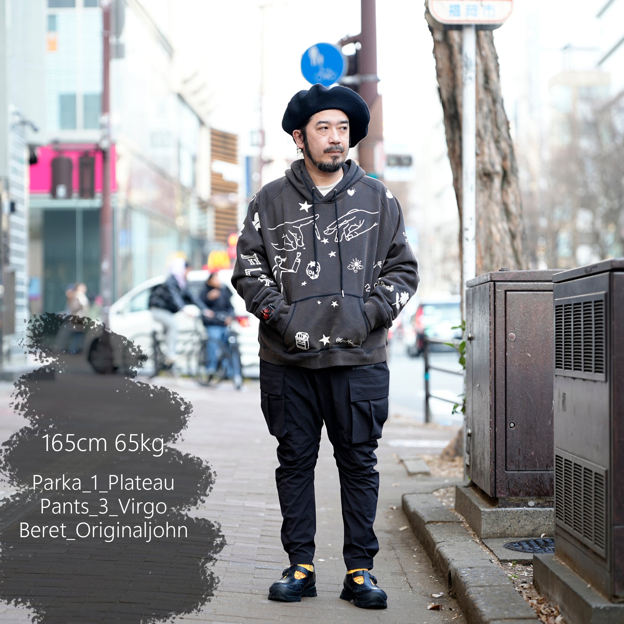 Pla24awcol2-1_washed black | x SYU.Man illustrator hoodie | Color:Washed Black【PLATEAU STUDIO_プラトー スタジオ】