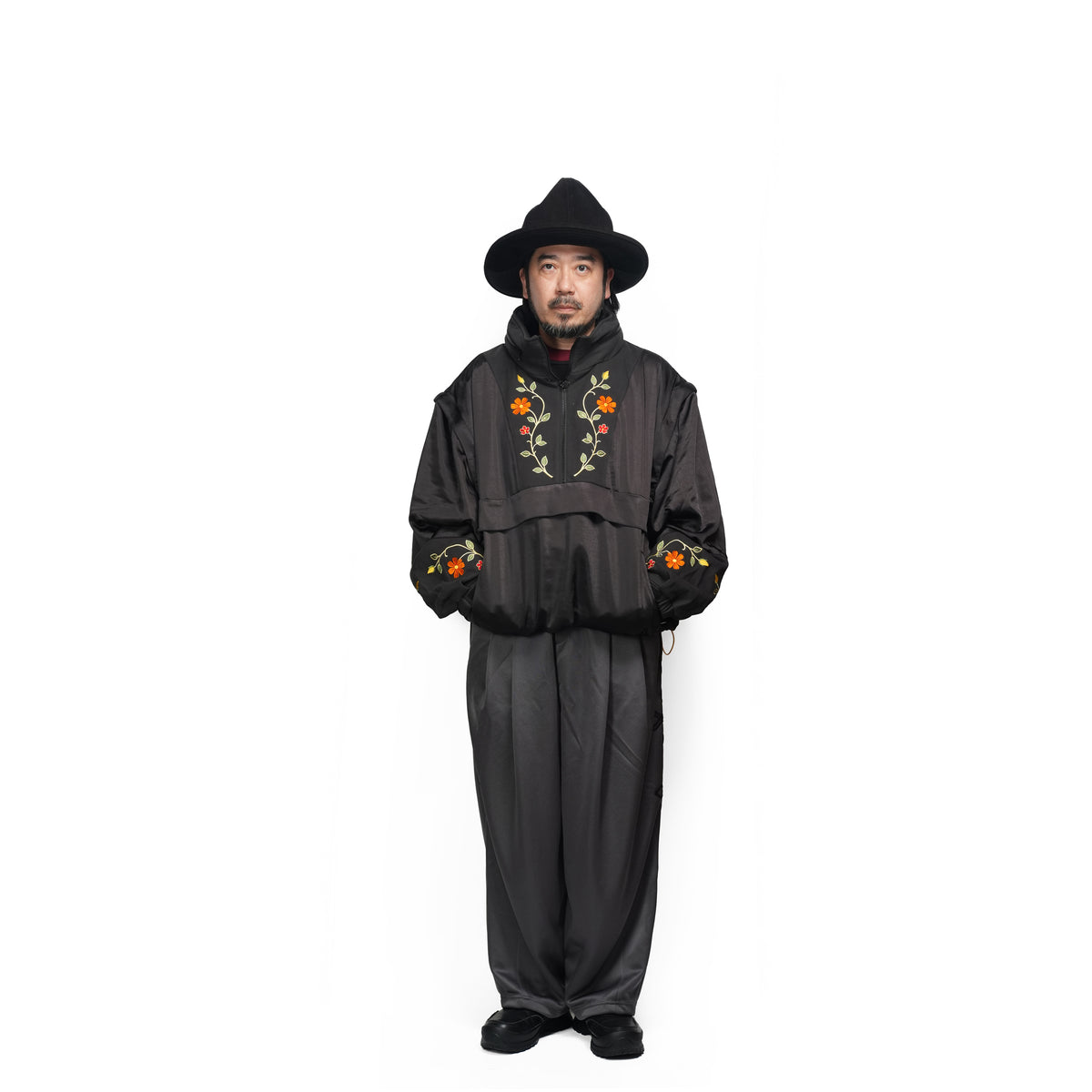 Satin Multi Half-Zip Jacket – Black | GAMELRA