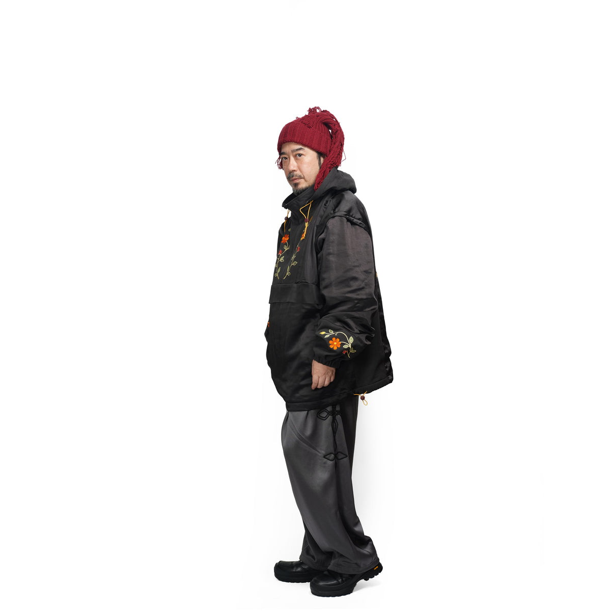 Satin Multi Half-Zip Jacket – Black | GAMELRA
