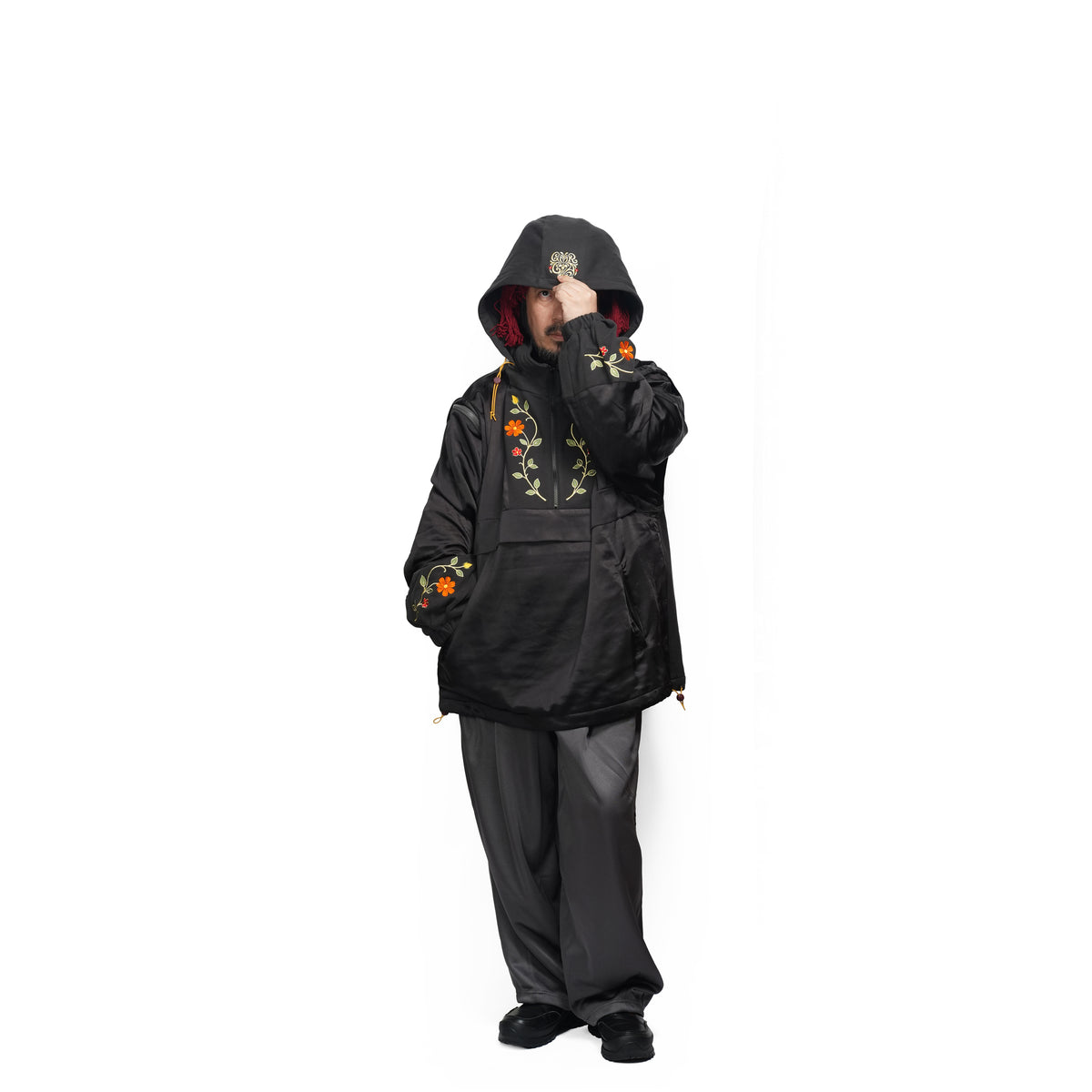 Satin Multi Half-Zip Jacket – Black | GAMELRA