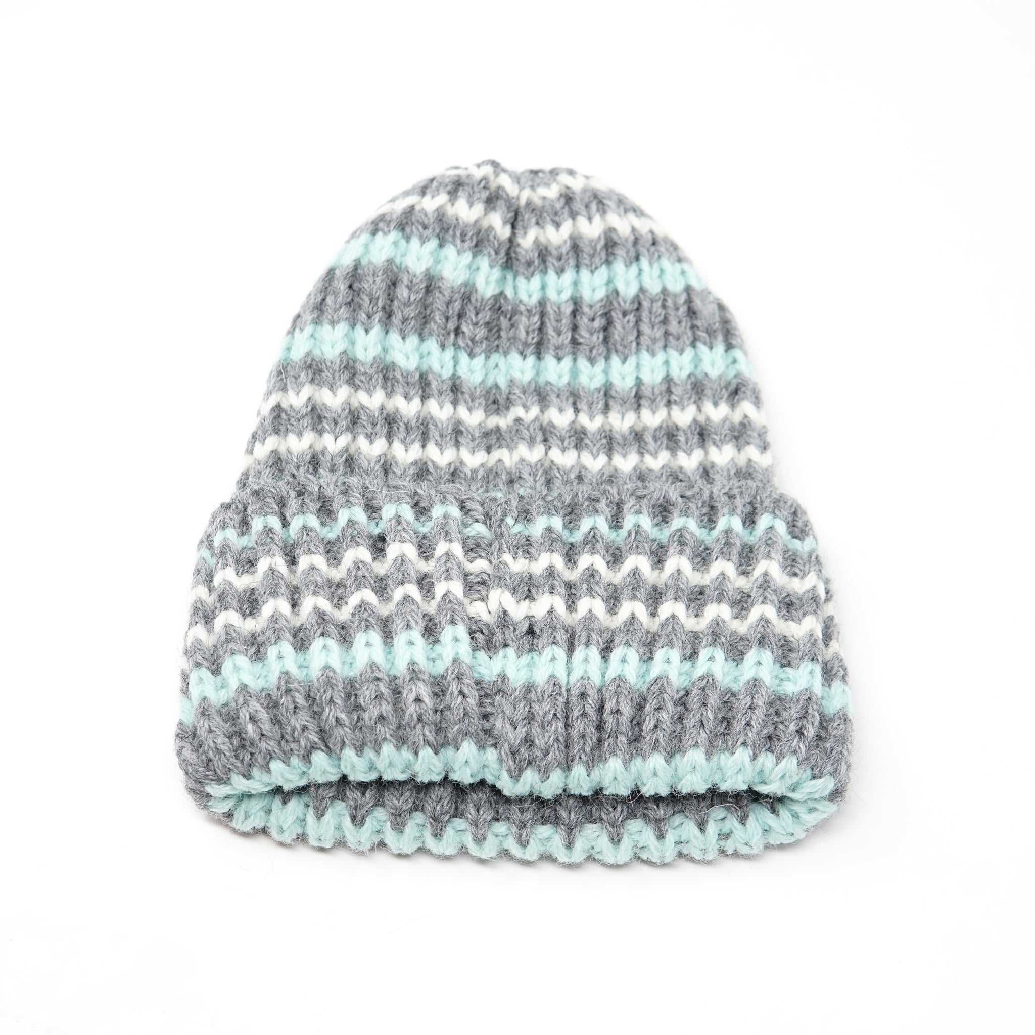 No:HL-23FW-0019 | Name:Rib Multi Border BW 001 Bobcap | Color:Black-Steel-Aran/Steel-Mint-Aran【HIGHLAND 2000】【ネコポス選択可能】