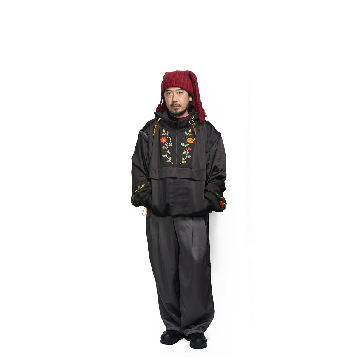 Satin Multi Half-Zip Jacket – Black | GAMELRA