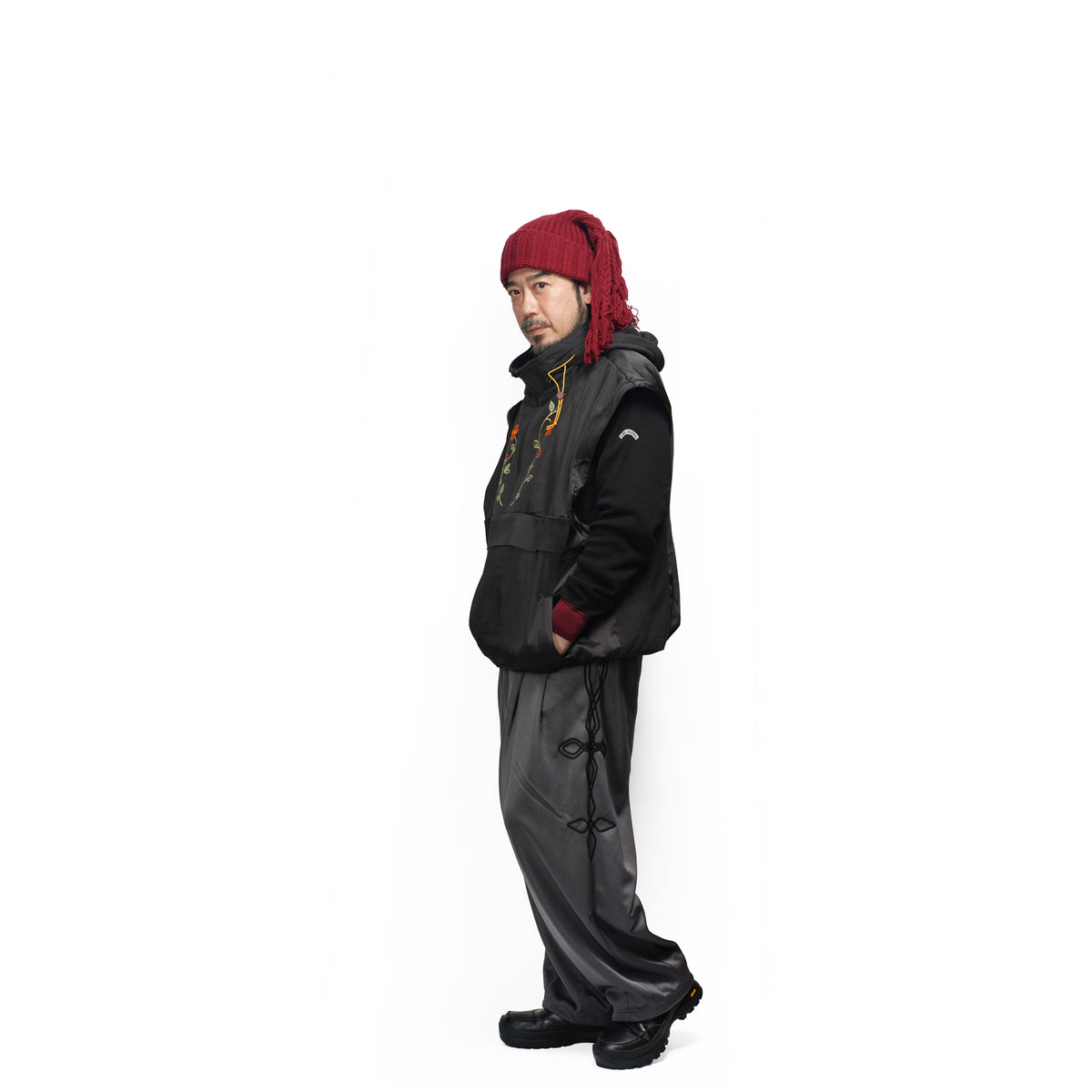Satin Multi Half-Zip Jacket – Black | GAMELRA
