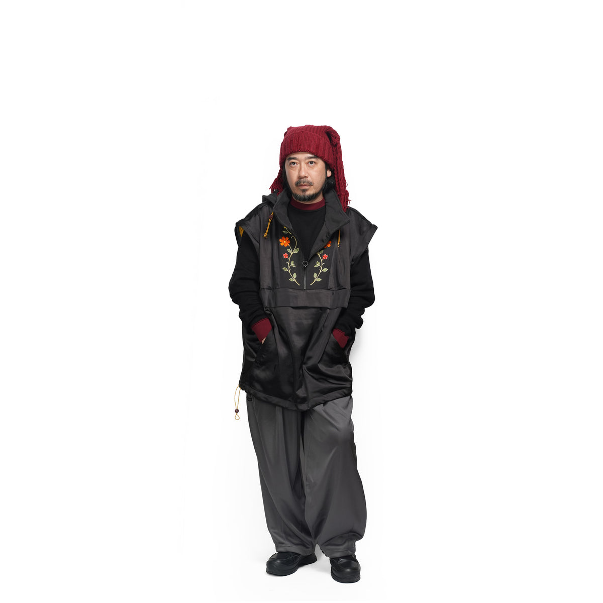 Satin Multi Half-Zip Jacket – Black | GAMELRA