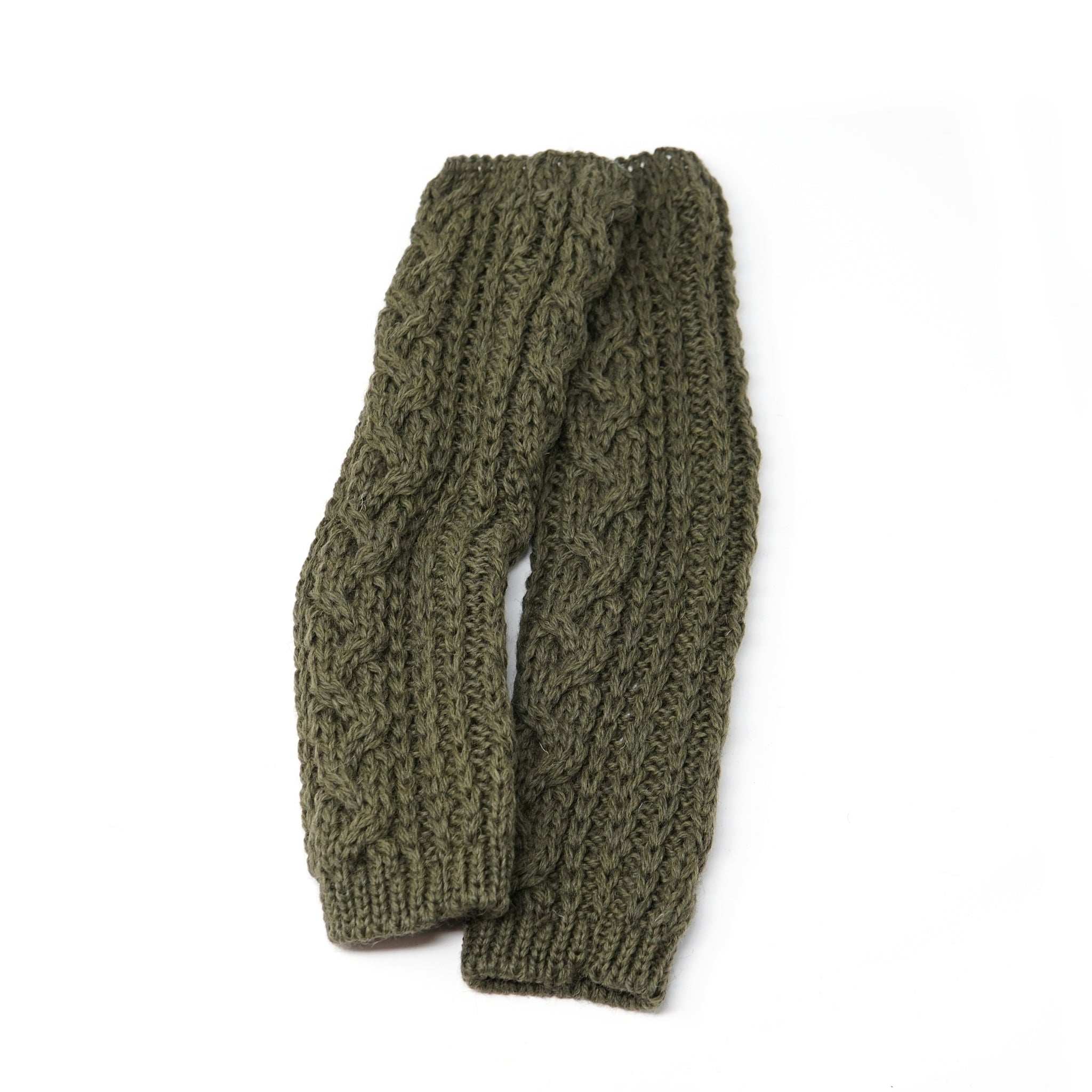 HL-23FW-0012 | Aran Cable Arm Warmer(35cm) | Color:Aran/Olive【HIGHLAND 2000】【ネコポス選択可能】