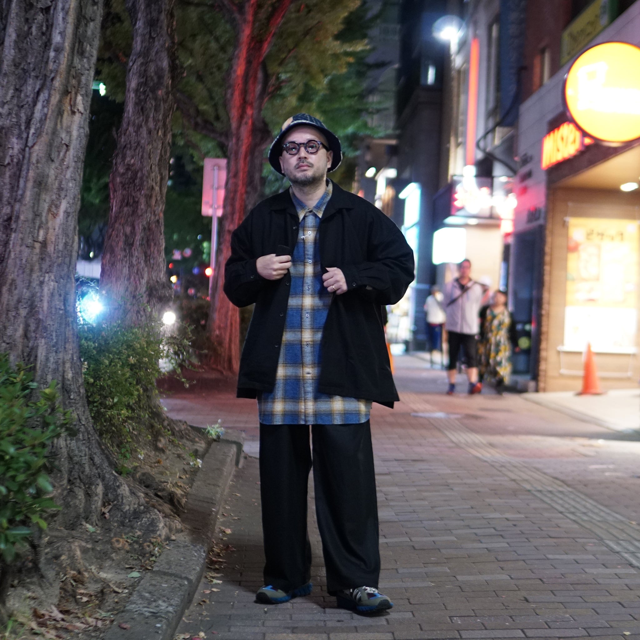 2023aw-OP-02 | OPEN COLLAR SHIRT-WOOL FLANNEL | Color:Black【CATTA_カッタ】