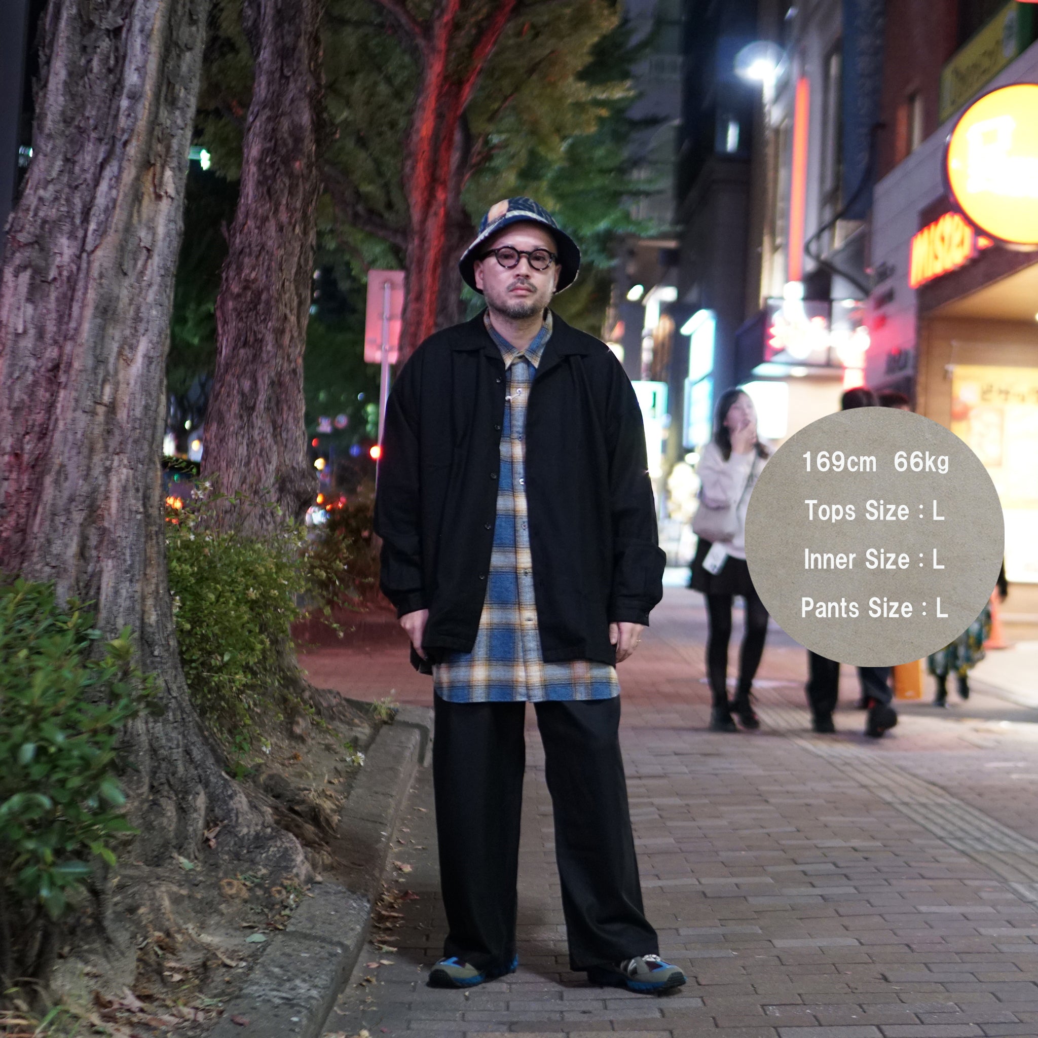 2023aw-OP-02 | OPEN COLLAR SHIRT-WOOL FLANNEL | Color:Black【CATTA_カッタ】