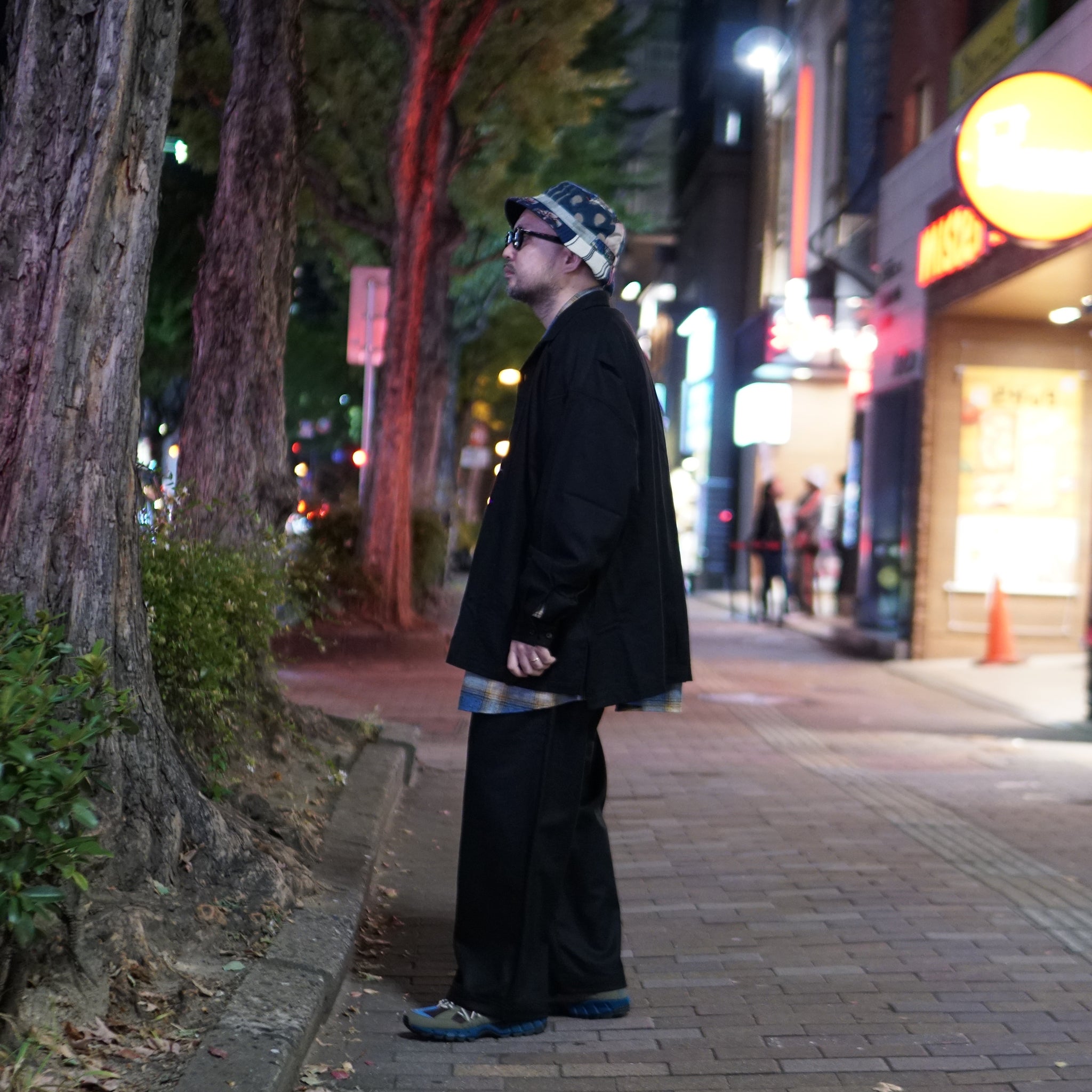 2023aw-OP-02 | OPEN COLLAR SHIRT-WOOL FLANNEL | Color:Black【CATTA_カッタ】