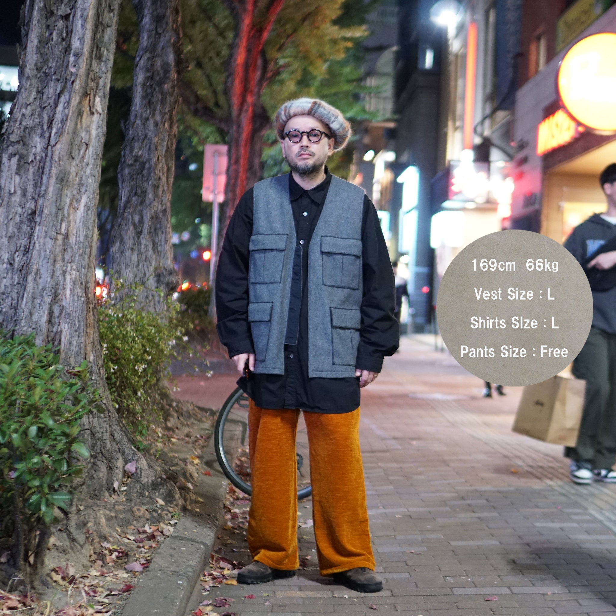 No:23aw-spot03 | Name:VELVET WIDE EASY PANT | Color:Mustrad/Orange/Beige | 【SHADY’S VALLEY】【Big P Products_ビッグピープロダクツ】