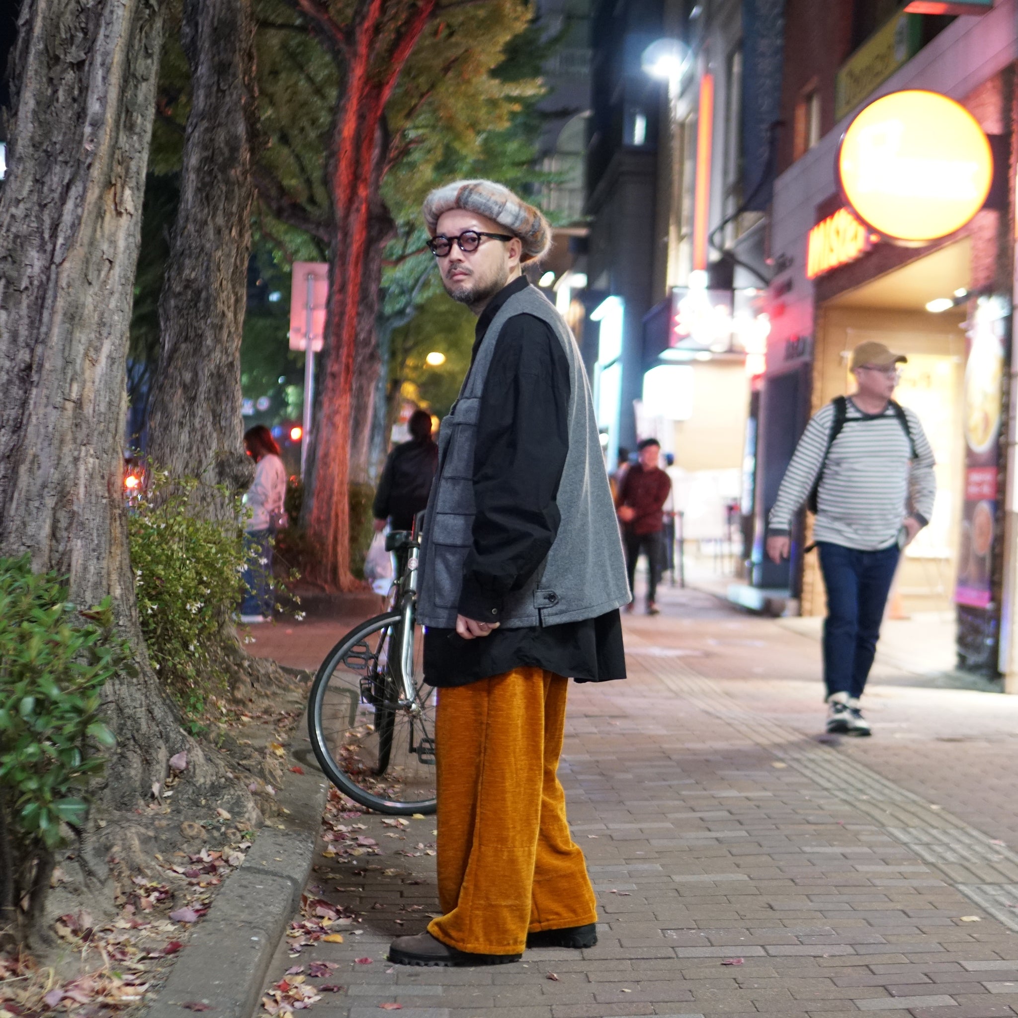 No:23aw-spot03 | Name:VELVET WIDE EASY PANT | Color:Mustrad/Orange/Beige | 【SHADY’S VALLEY】【Big P Products_ビッグピープロダクツ】