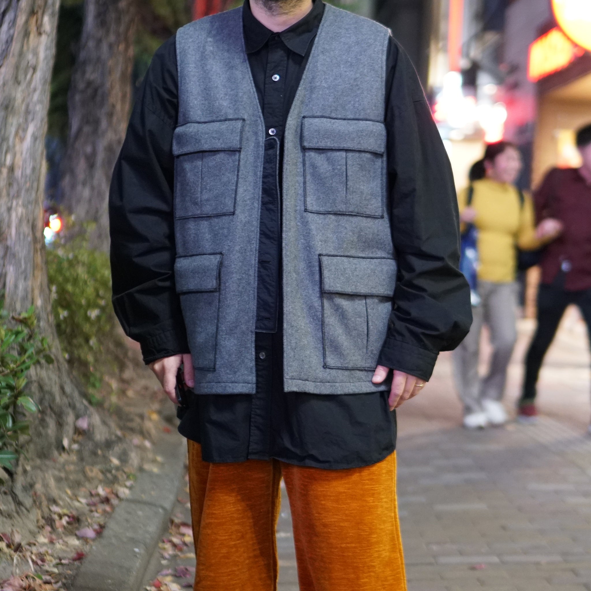 2023aw-BDU-02 | BDU 4 POCKET VEST-SOFT MELTON | Color:Gray/Black【CATTA_カッタ】