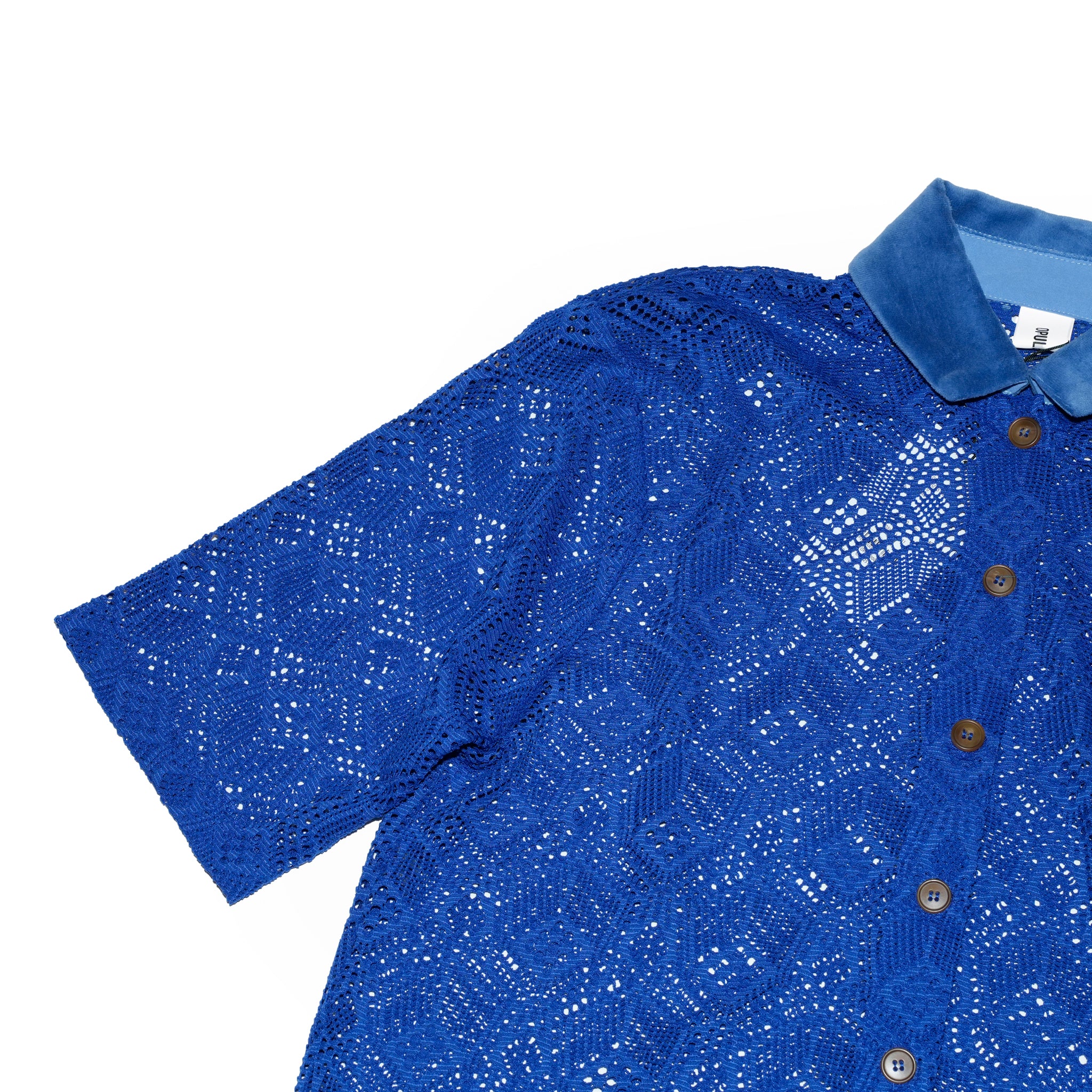 ハーフスリーブレースシャツ | Color_Blue | No_opizi251009_blue【OPULENCE_オーピュレンス】【archive】