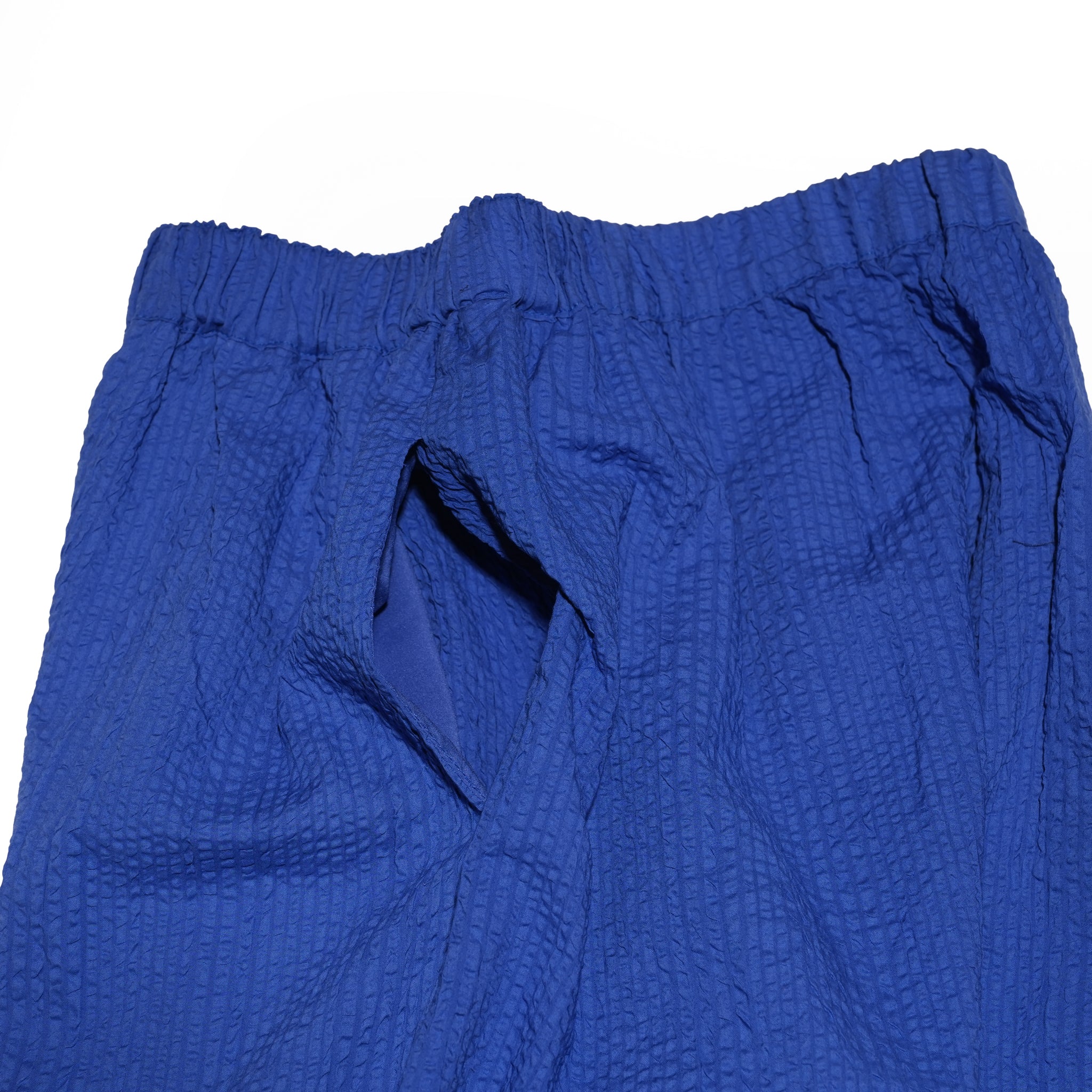 ZIP HEM SEERSUCKER PANTS – Blue | HCAE