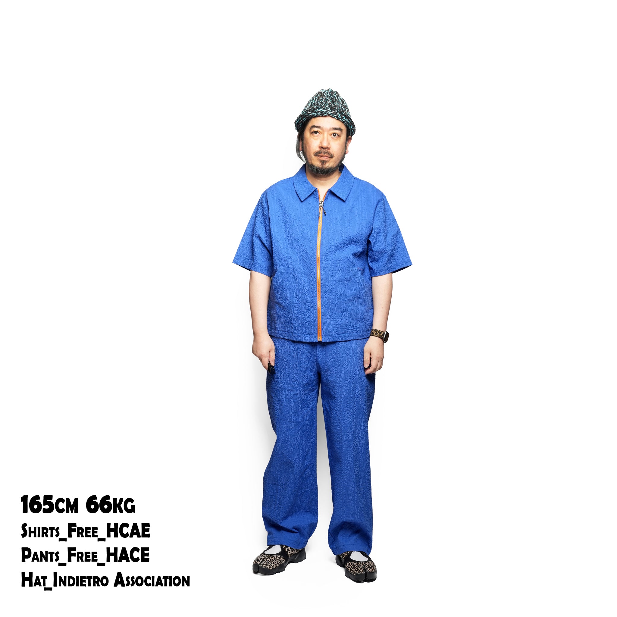 ZIP HEM SEERSUCKER PANTS – Blue | HCAE