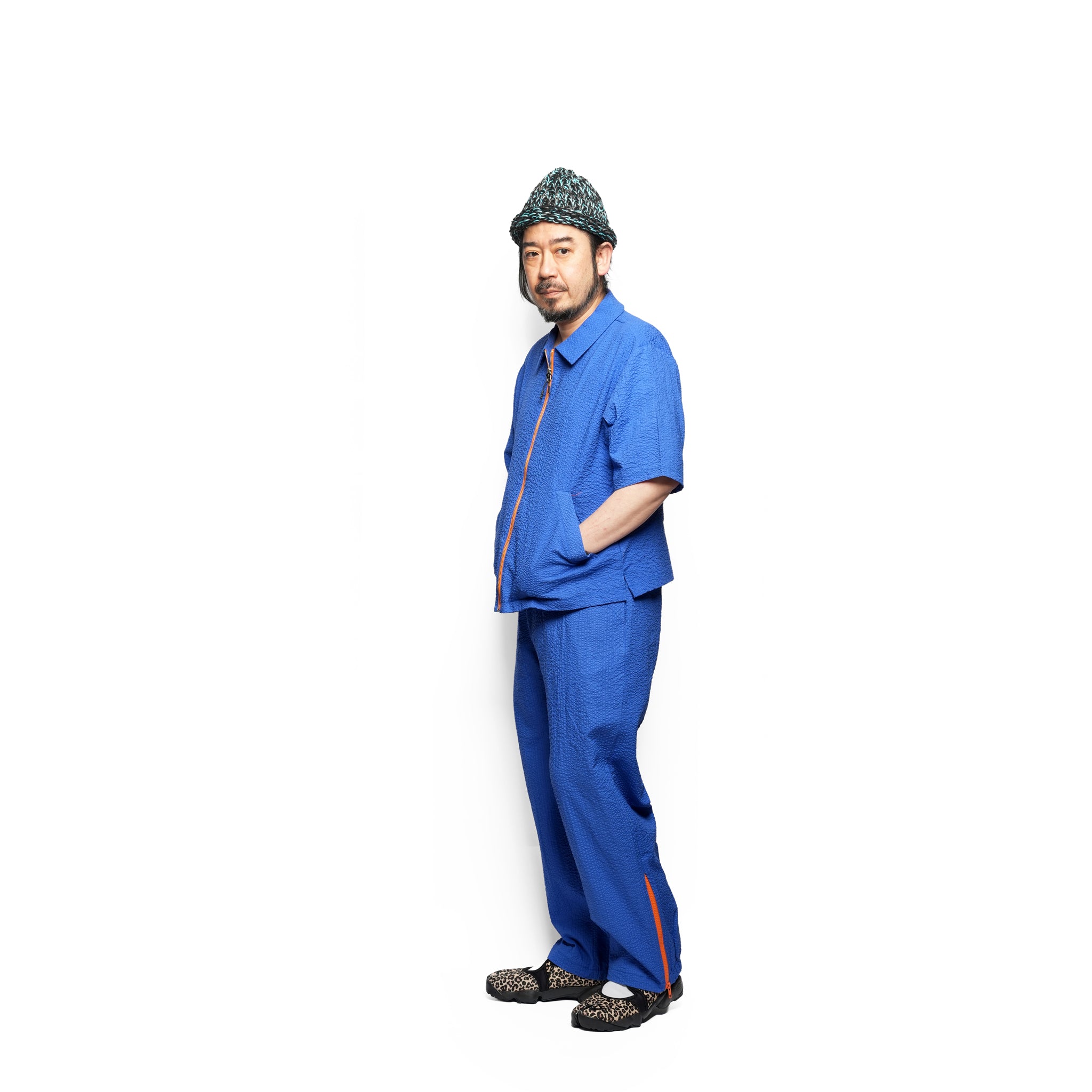 ZIP HEM SEERSUCKER PANTS – Blue | HCAE
