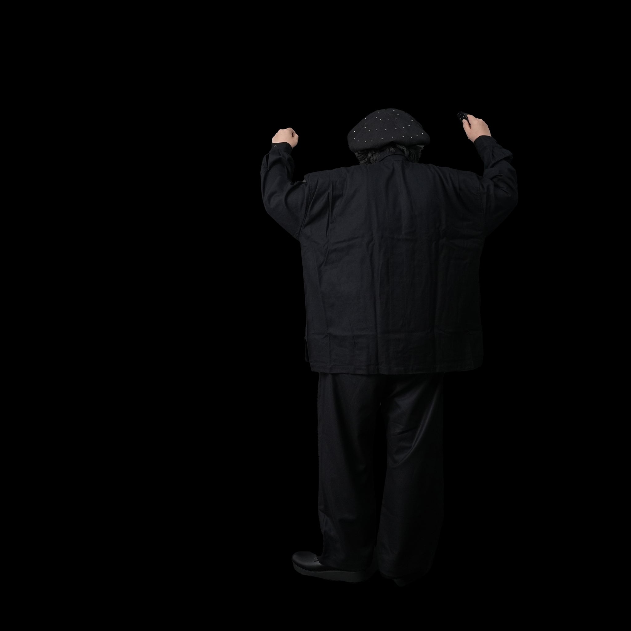 2023aw-OP-02 | OPEN COLLAR SHIRT-WOOL FLANNEL | Color:Black【CATTA_カッタ】