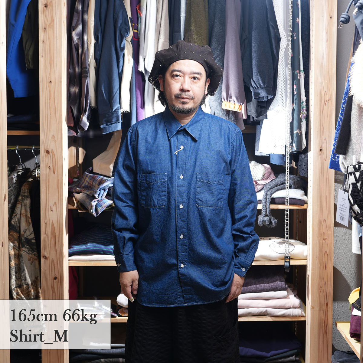 REGULAR COLLAR W POCKET SHIRT-DENIM – Navy | CATTA