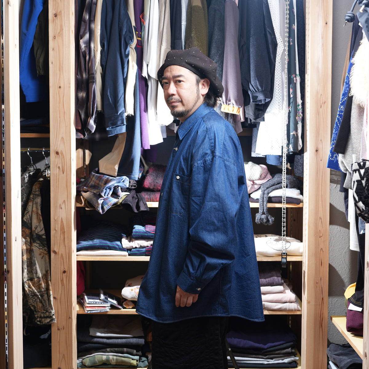 REGULAR WIDE W POCKET SHIRT-DENIM 2026AW – Navy | CATTA SHIRTS