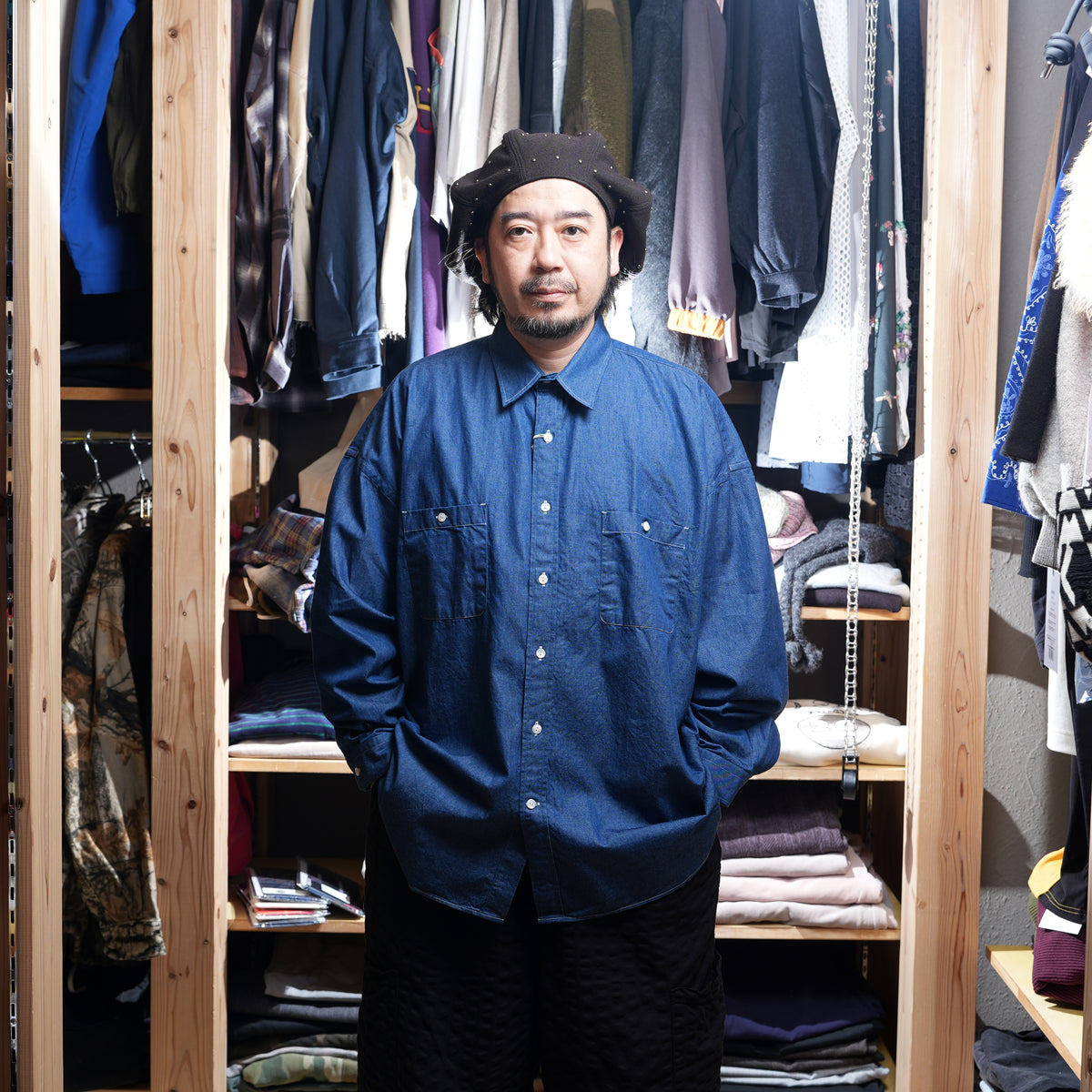 REGULAR WIDE W POCKET SHIRT-DENIM 2026AW – Navy | CATTA SHIRTS