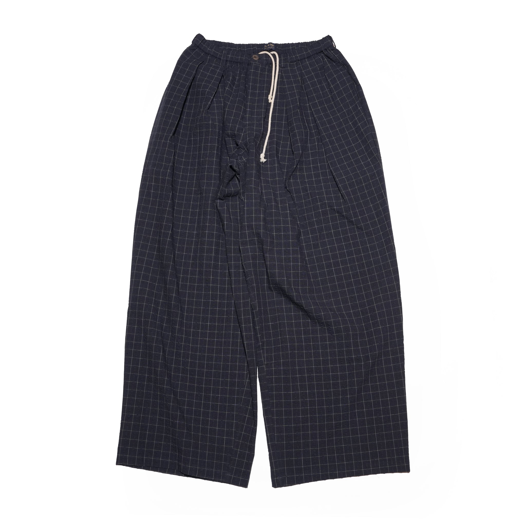 Checkered wide pants – Navy | MODEM DESIGN