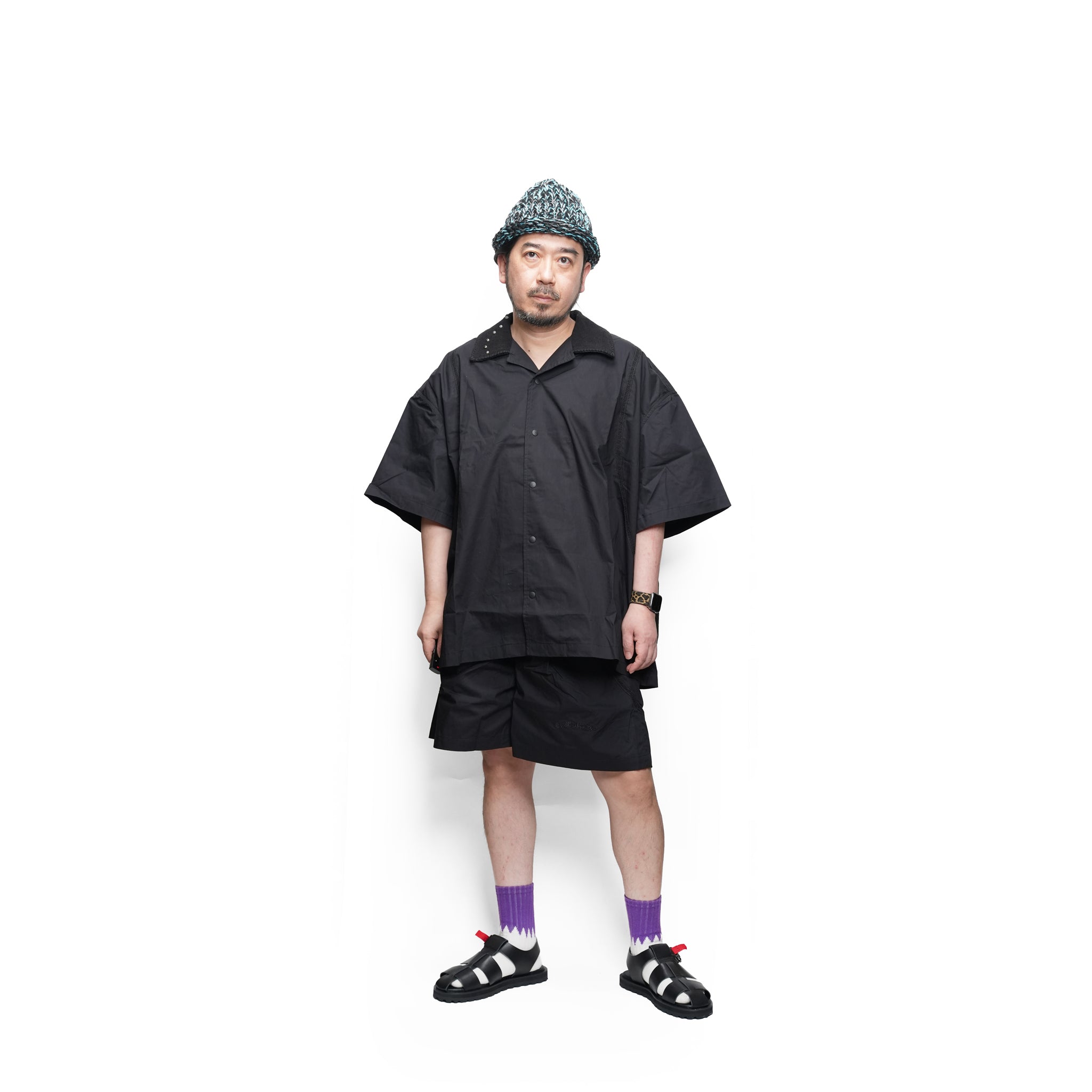 (A)crypsis® Classic Reconstructed — Evolved Oversized Shirt | Camouflage-Print Studded Shirt - Black | (A)CRYPSIS®