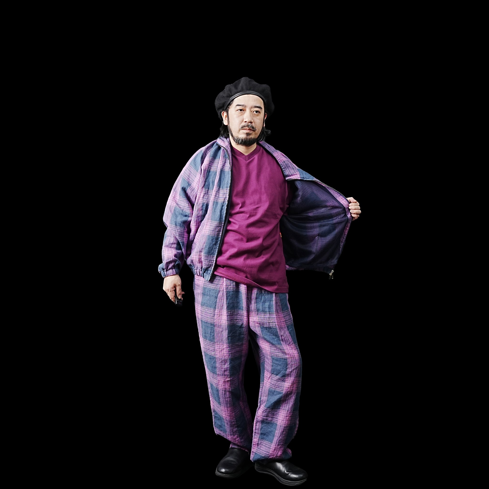 VOO-1171 | BIG CHECK STAND | Color:Sax/Navy【VOO_ヴォー】
