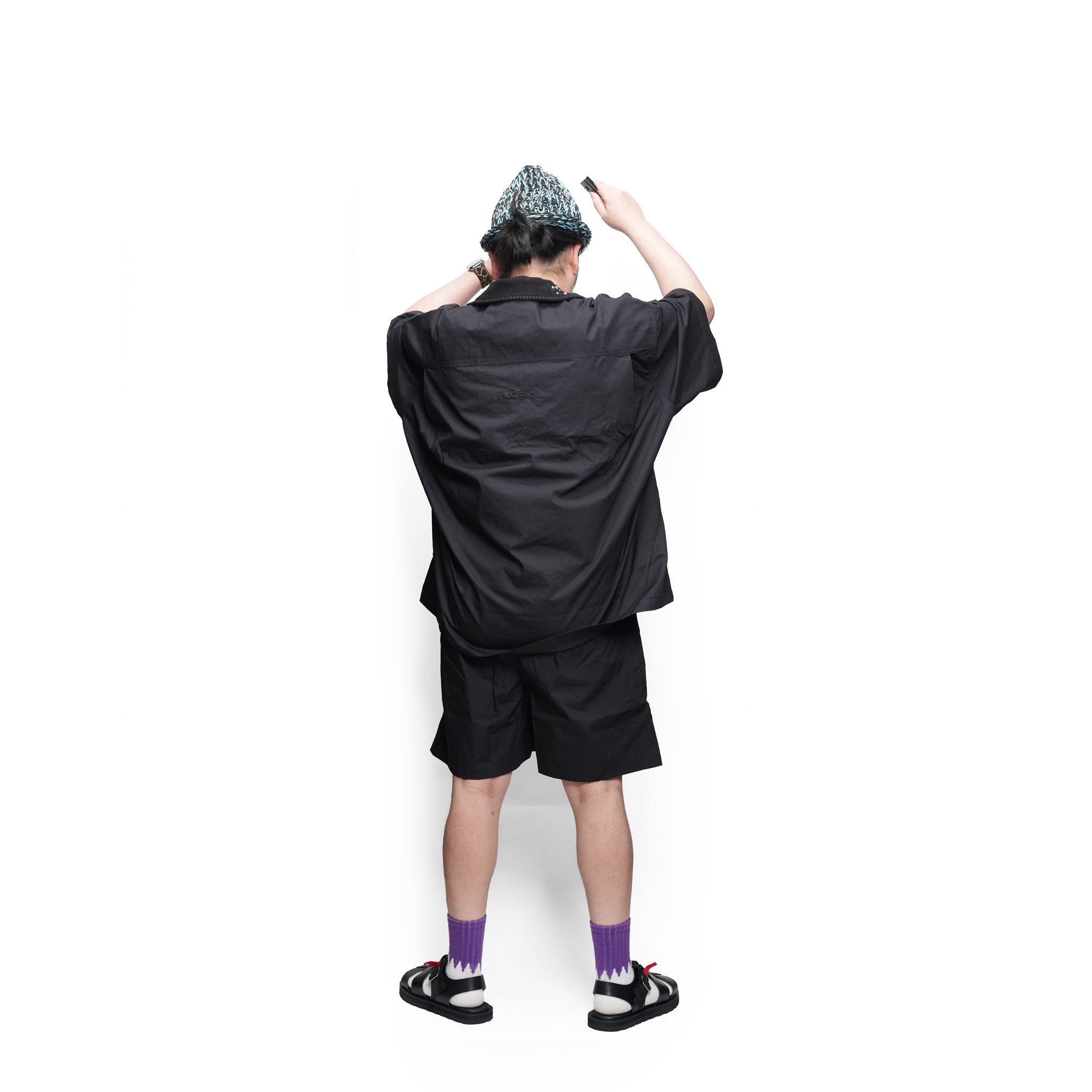(A)crypsis® Classic Reconstructed — Evolved Oversized Shirt | Camouflage-Print Studded Shirt - Black | (A)CRYPSIS®