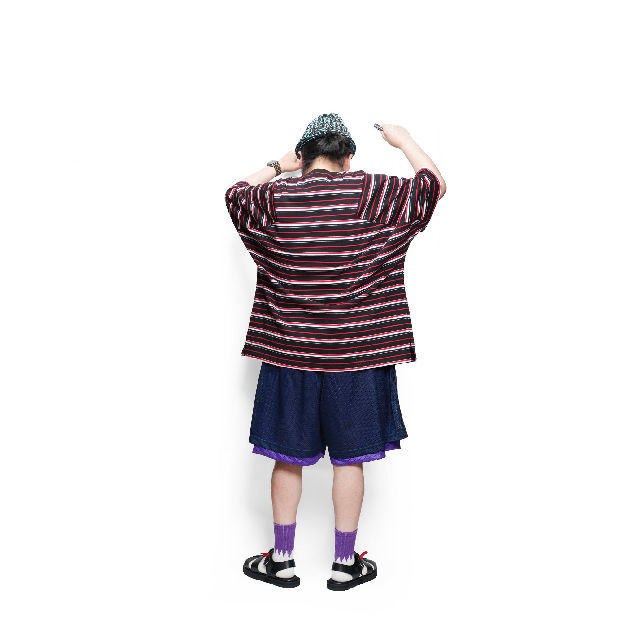マルチボーダーパネルデイリーTシャツ|ブラック | AMBERGLEAM