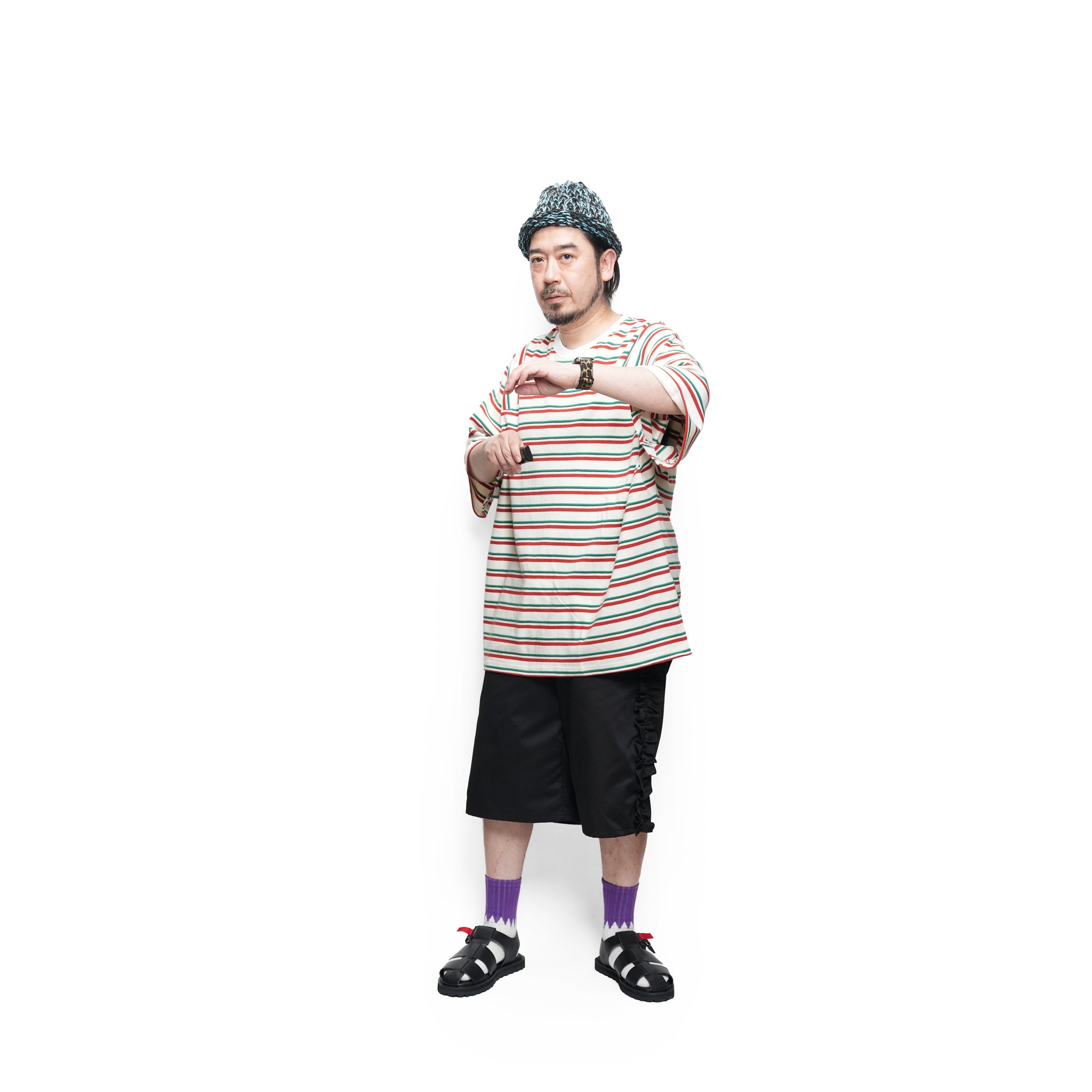 マルチボーダーパネルデイリーTシャツ|ホワイトムスク | AMBERGLEAM