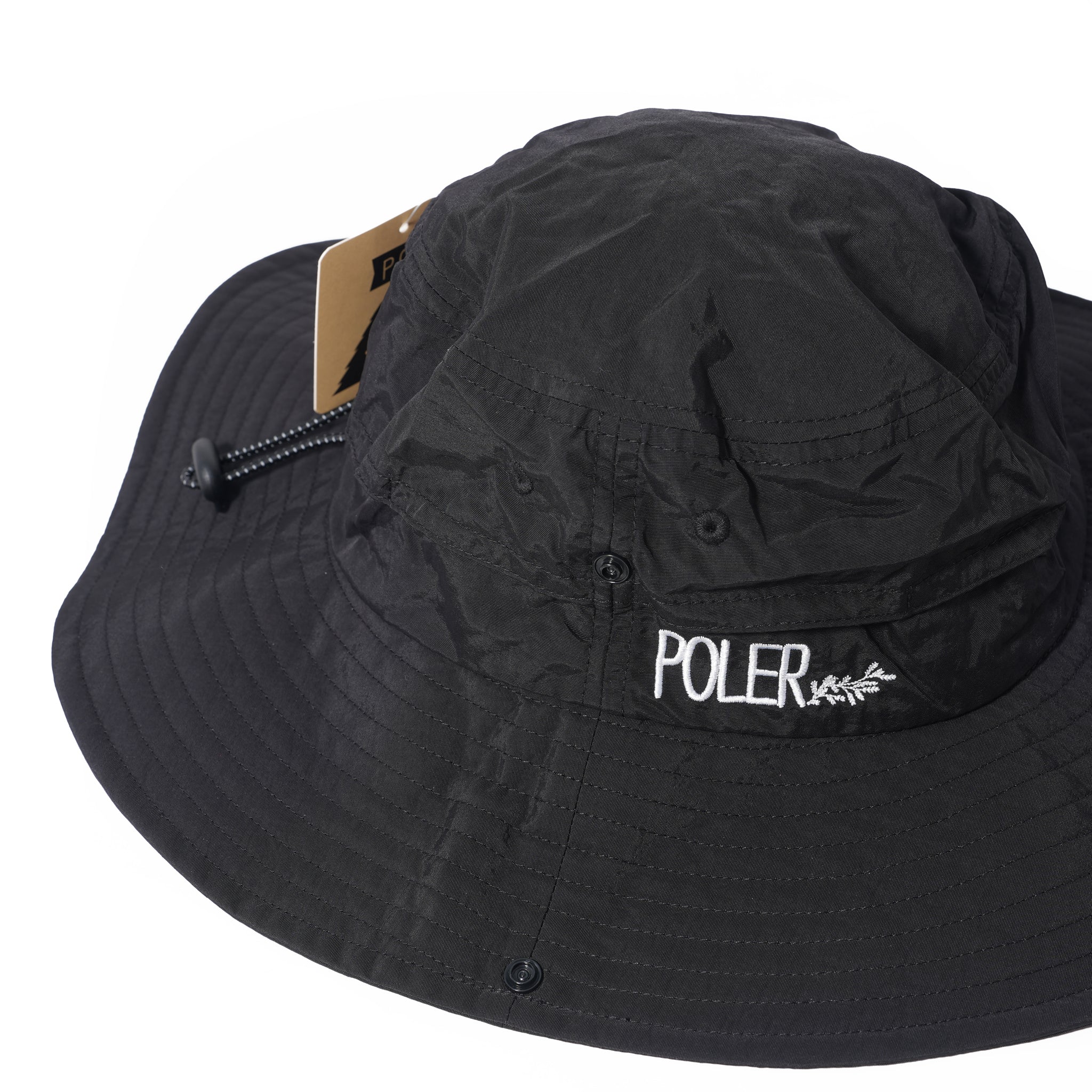 PL WIDE BRIM DRAW CORD SAFARI HAT BLACK | POLER