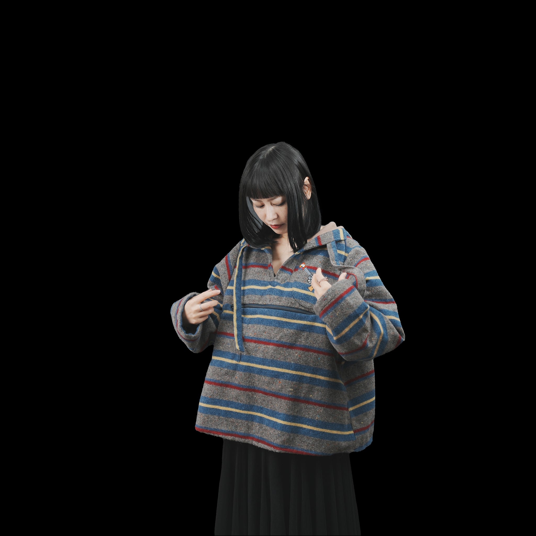 No:OinT-PO01_d | Name:PEACE mexican hoodie | Color:STLIPE【OinT_オーインティー】