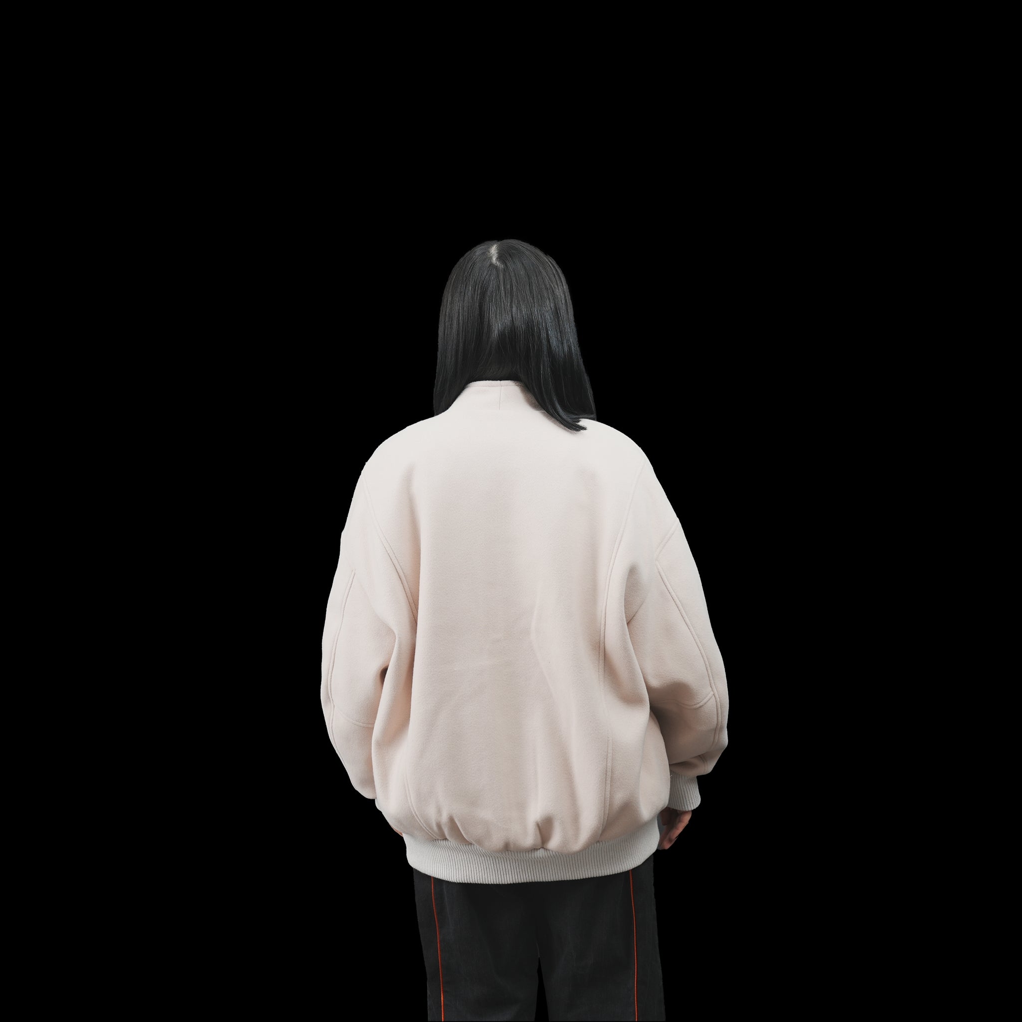 No:MIL23FJK3210 | Name:COLLARLESS VARSITY JACKET | Color:Navy/Ecru【KHA:KI_カーキ】