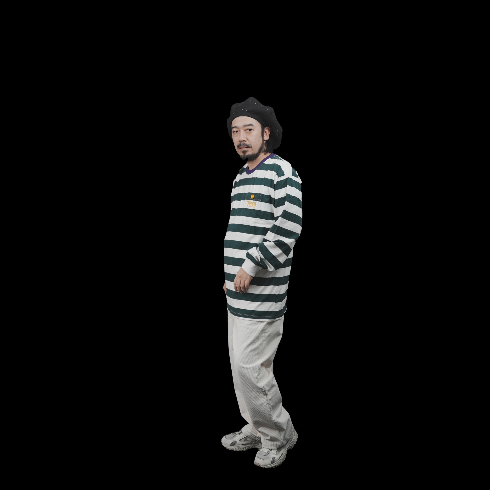 No:TS00314 | Name:SQUIGGLY LOGO STRIPED POCKET LS | Color:Purple/Forest【TIRED_タイレッド】