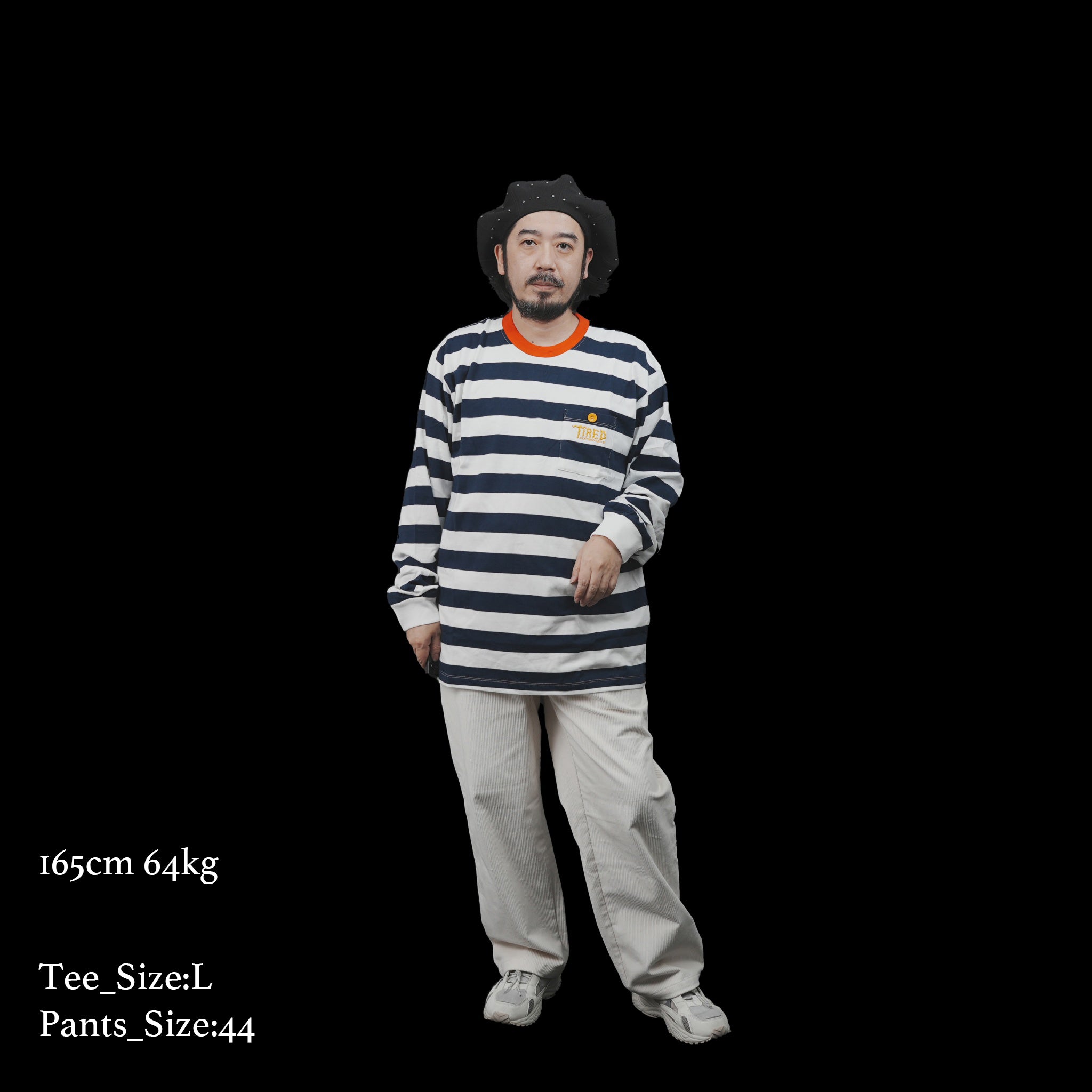 No:TS00313 | Name:SQUIGGLY LOGO STRIPED POCKET LS | Color:Red/Navy【TIRED_タイレッド】