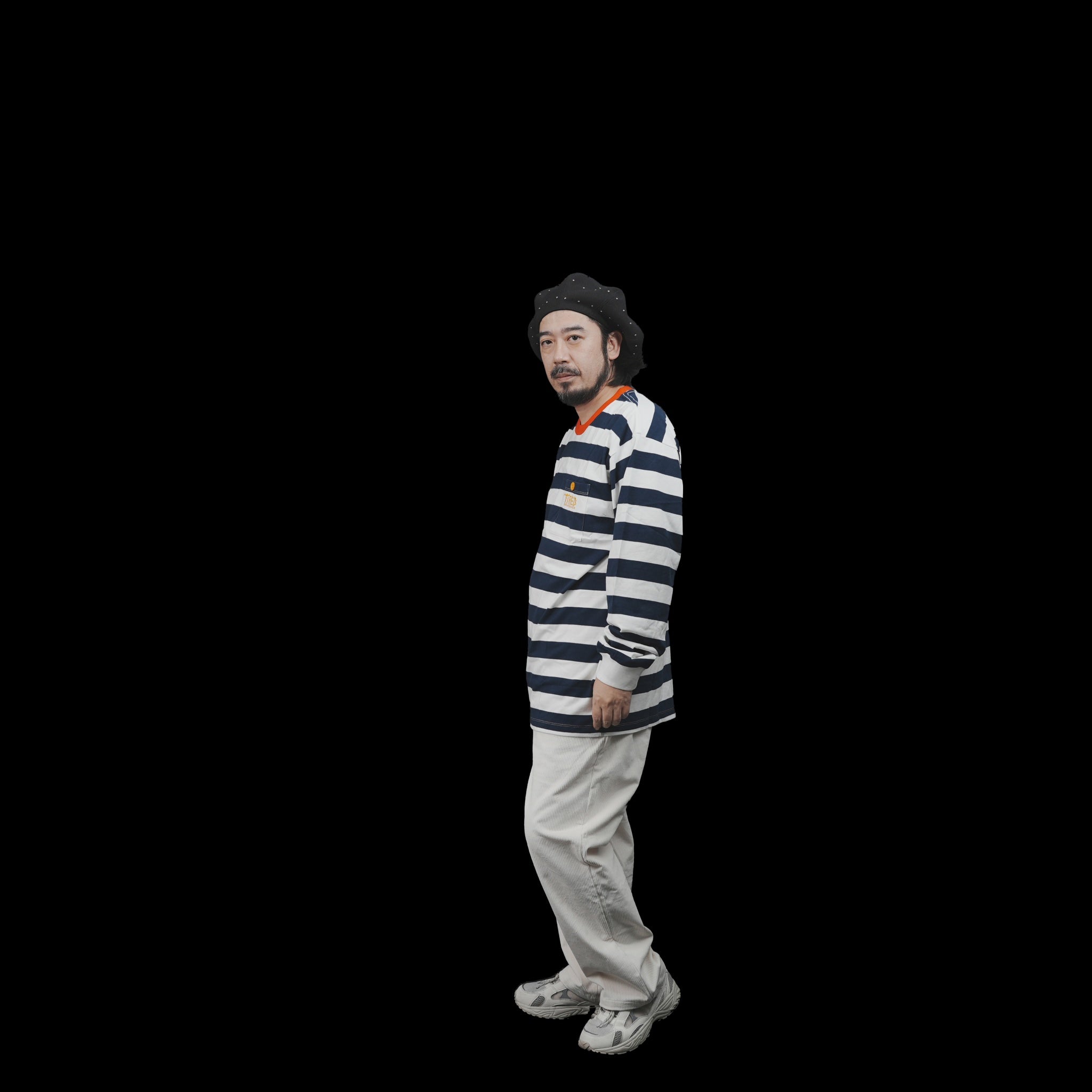 No:TS00313 | Name:SQUIGGLY LOGO STRIPED POCKET LS | Color:Red/Navy【TIRED_タイレッド】