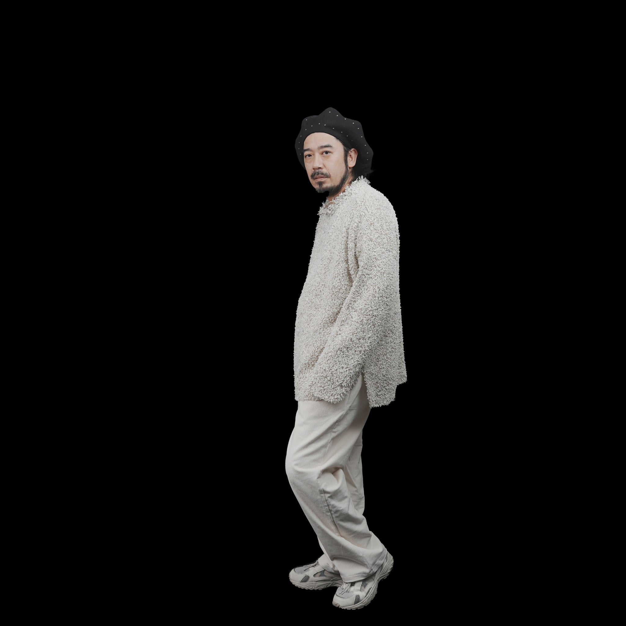 No:VOO-1151 | Name:PAPER MIX KNIT | Color:Cream Mix/Black Mix【VOO_ヴォー】