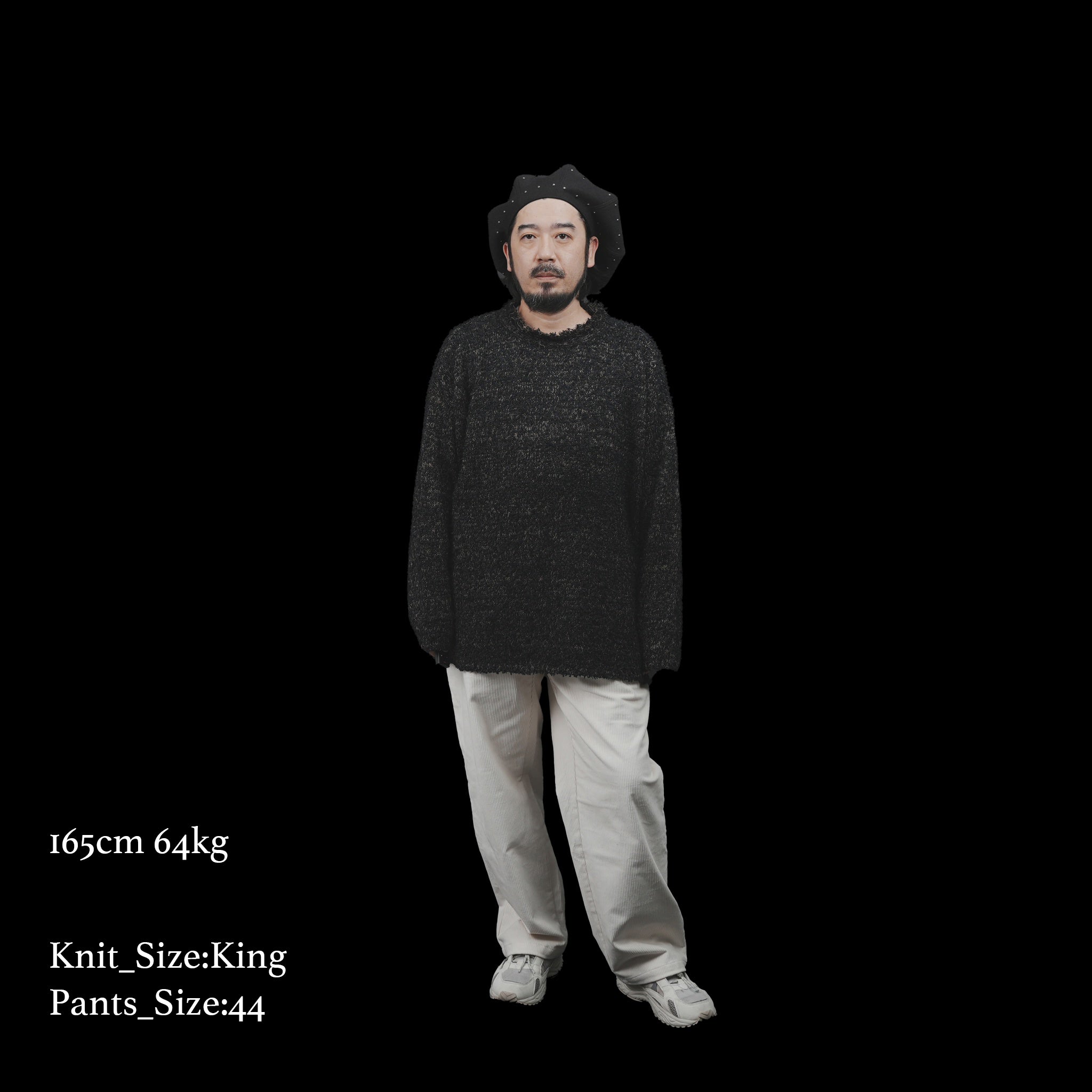 No:VOO-1151 | Name:PAPER MIX KNIT | Color:Cream Mix/Black Mix【VOO_ヴォー】