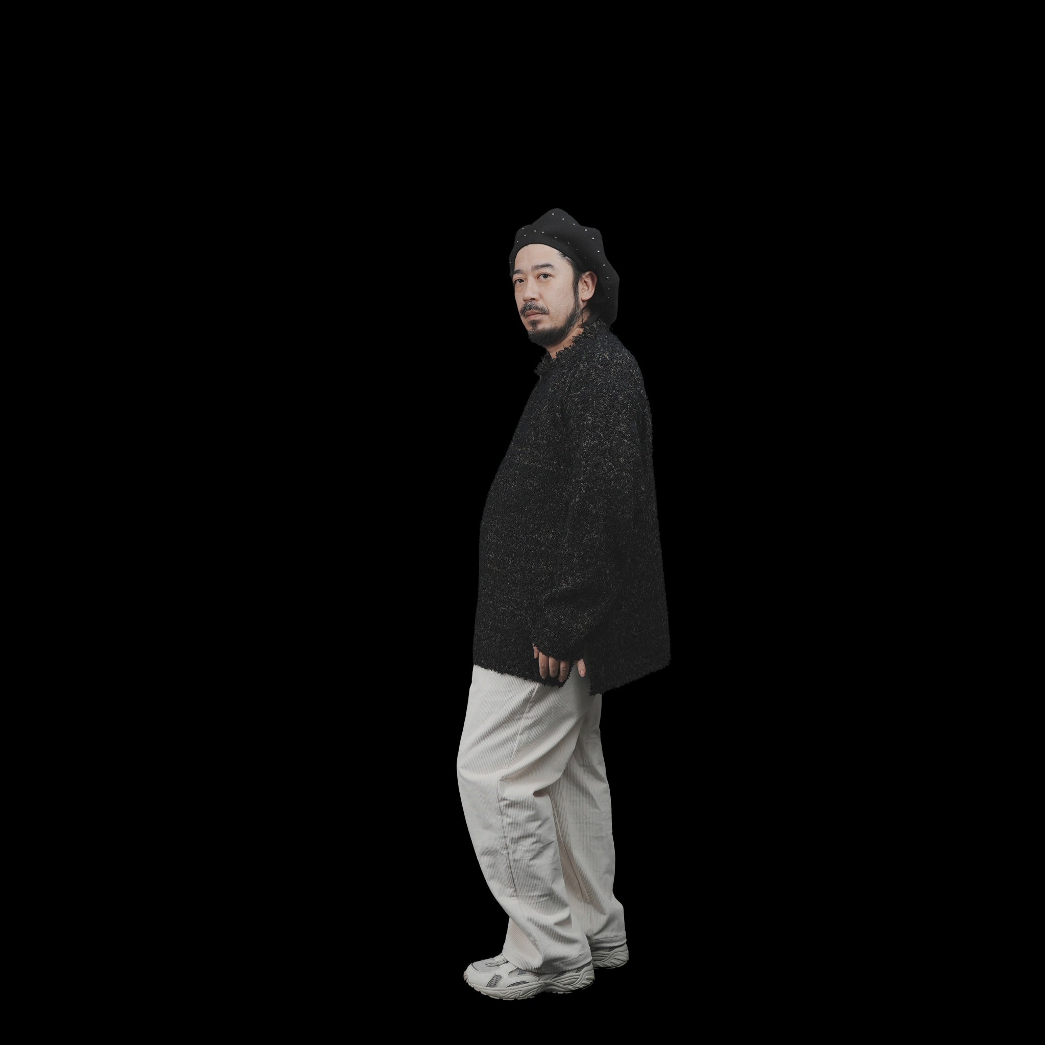 No:VOO-1151 | Name:PAPER MIX KNIT | Color:Cream Mix/Black Mix【VOO_ヴォー】