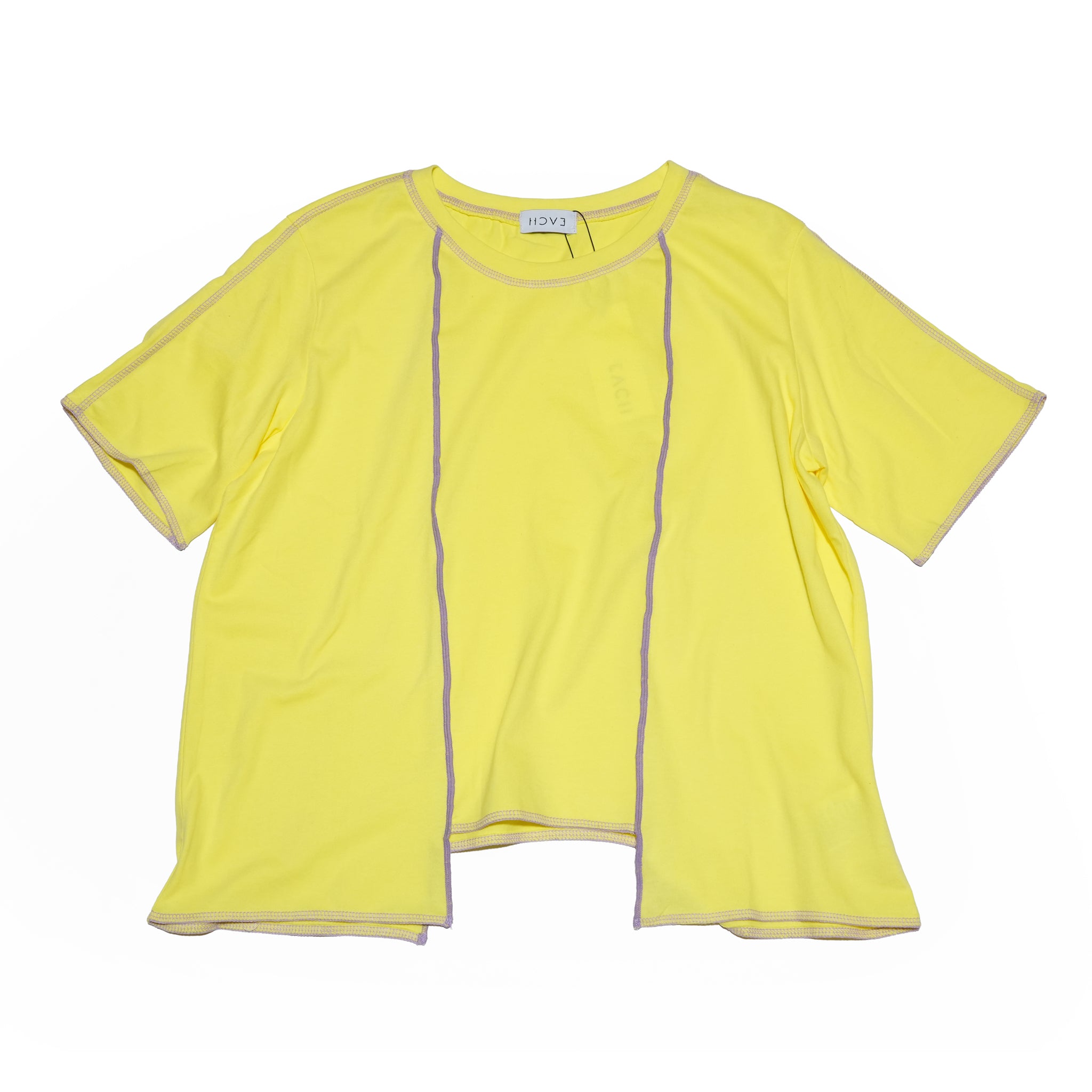 CONTRAST STITCH T-SHIRT – Yellow / Khaki / Blue | HCAE