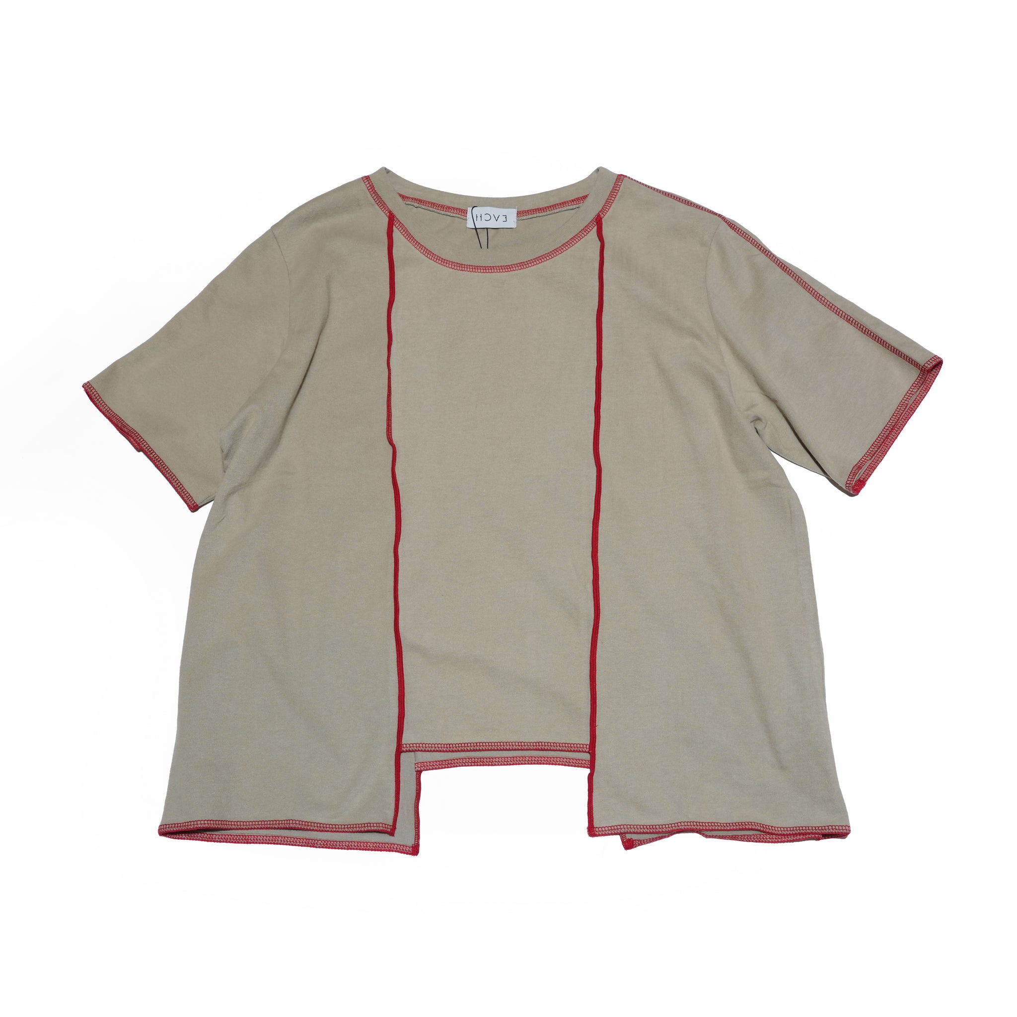 CONTRAST STITCH T-SHIRT – Yellow / Khaki / Blue | HCAE