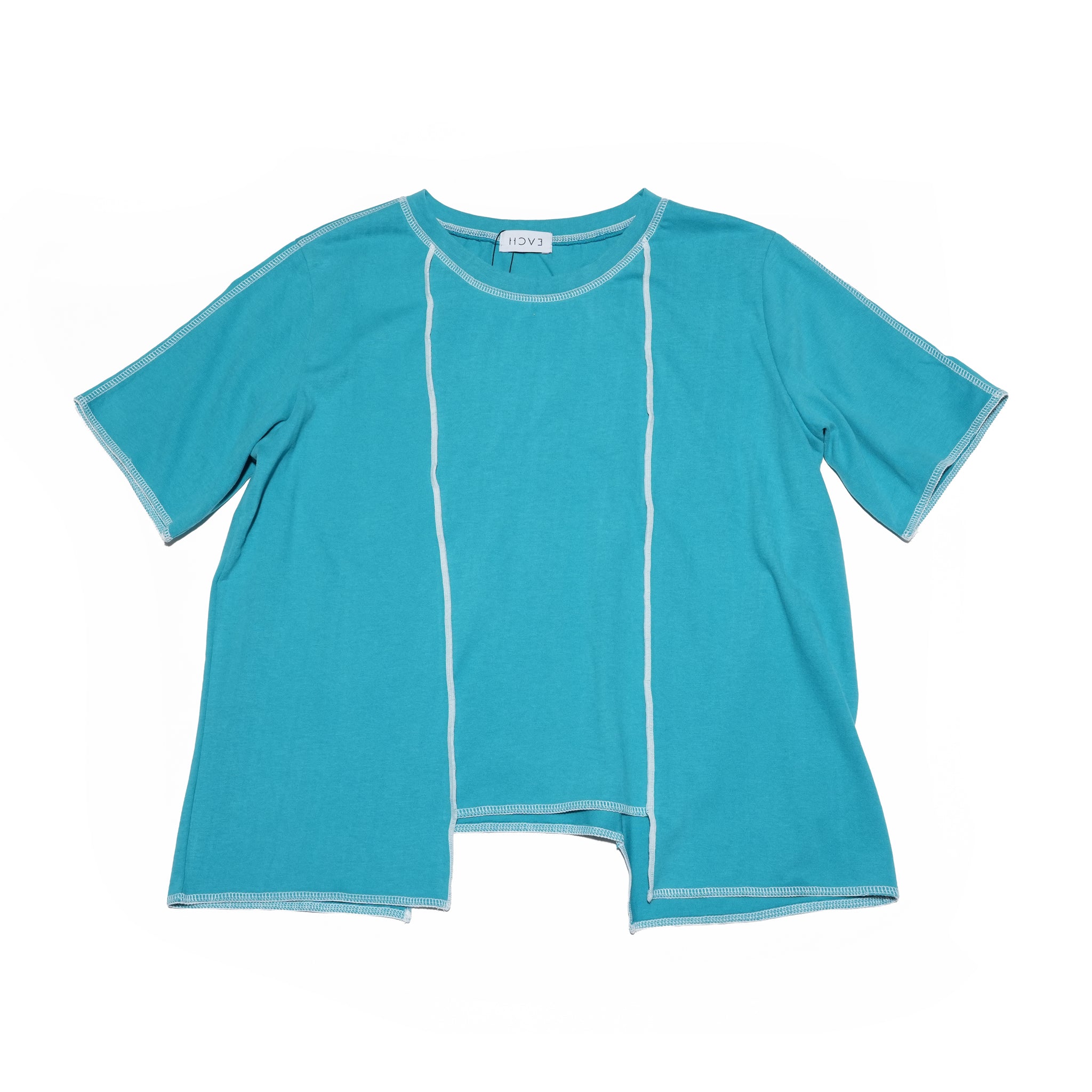 CONTRAST STITCH T-SHIRT – Yellow / Khaki / Blue | HCAE